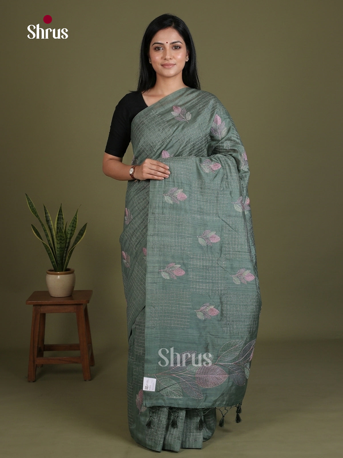 Semi Rawsilk Embroidery Saree - EES22225 - Shop on Shrus.com