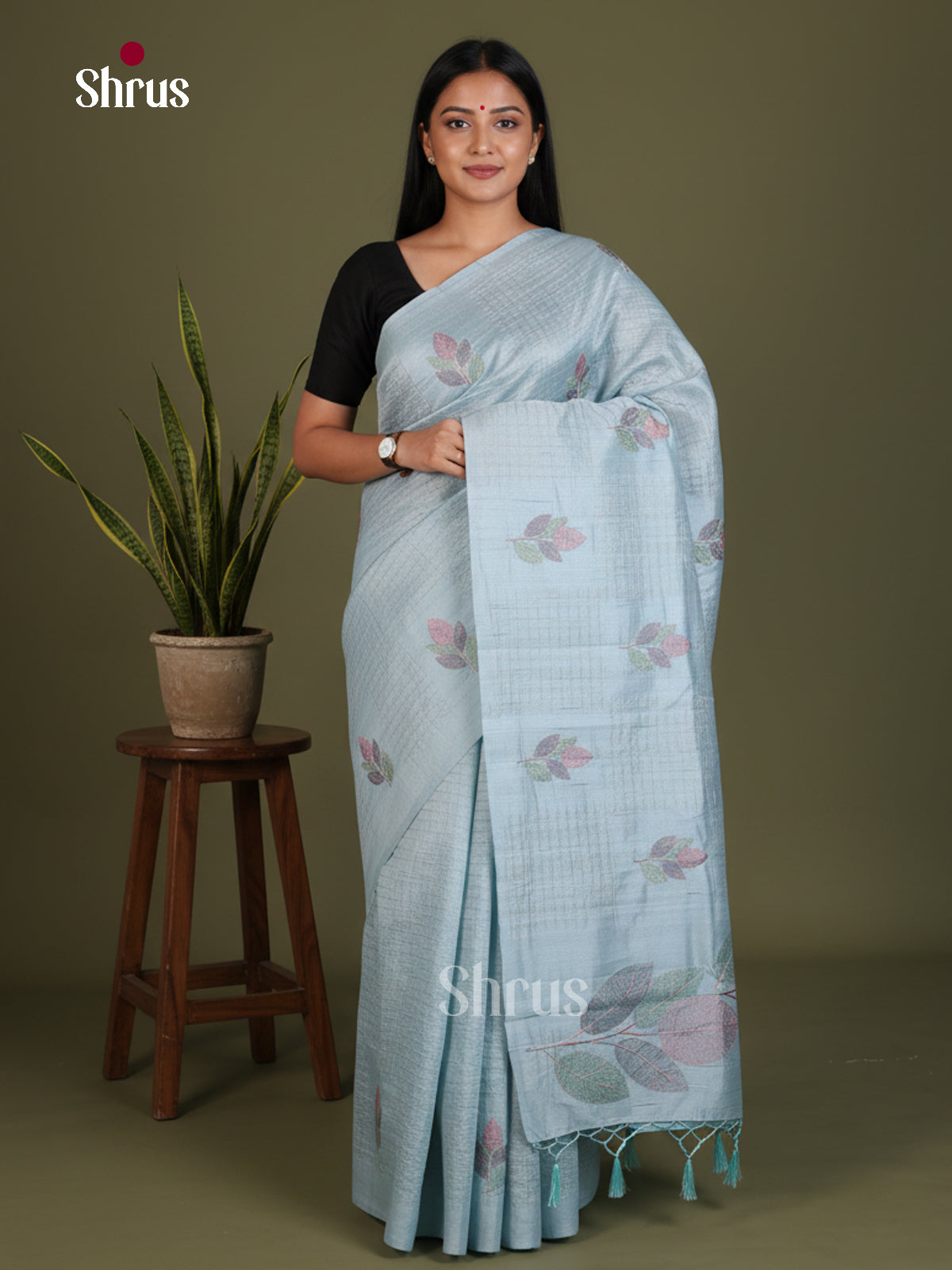Semi Rawsilk Embroidery Saree - EES22230 - Shop on Shrus.com