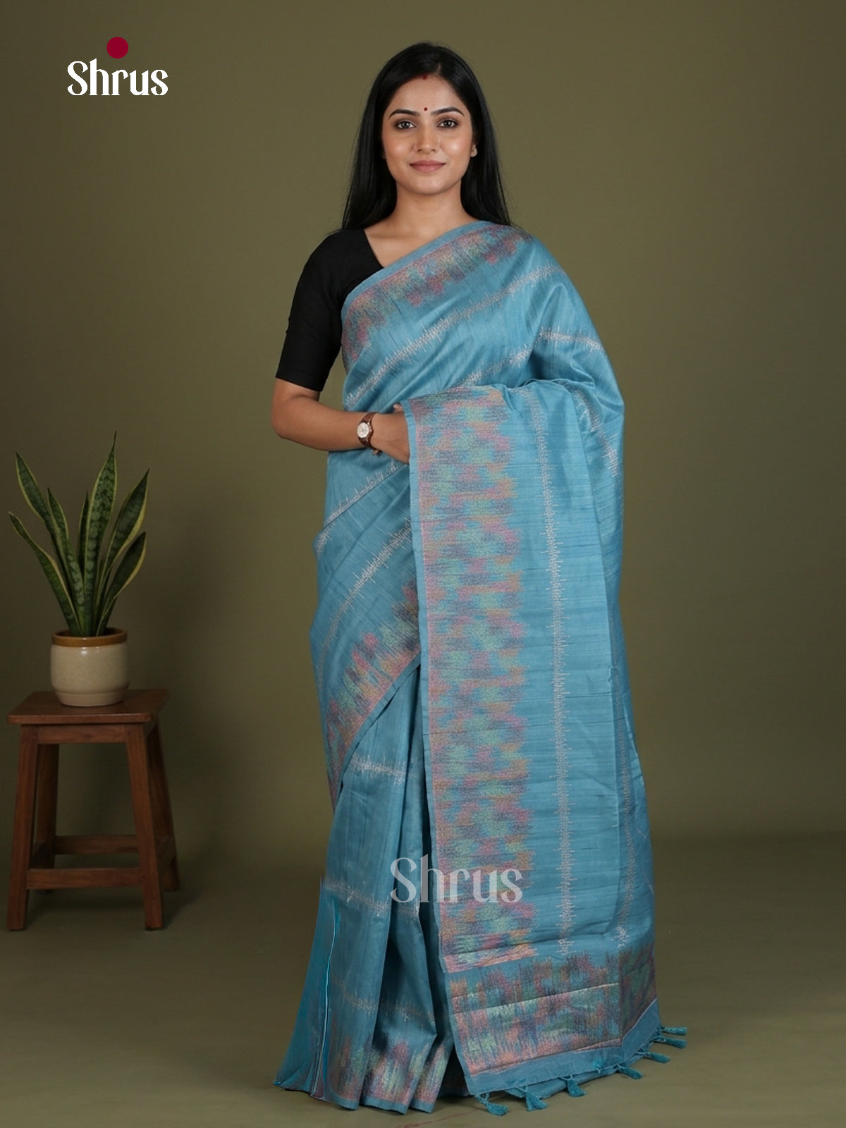 Semi Rawsilk Embroidery Saree - EES22232 - Shop on Shrus.com