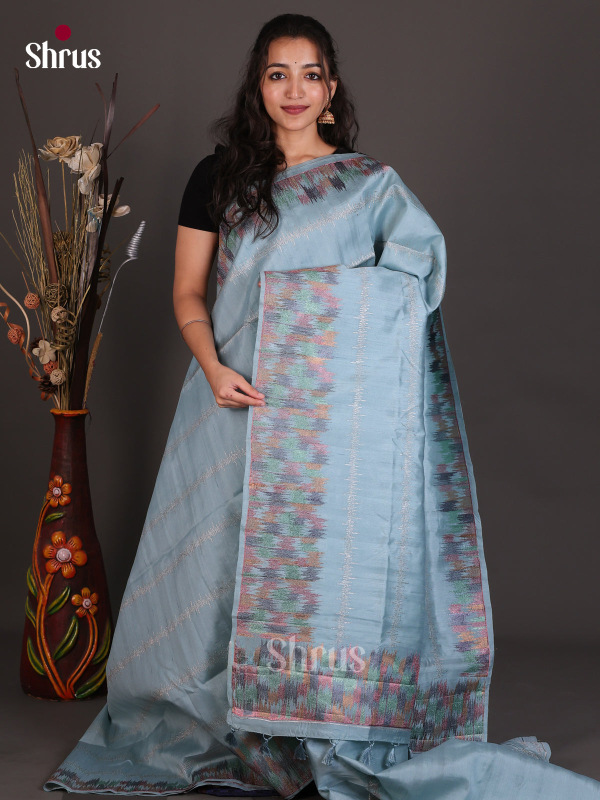 Semi Rawsilk Embroidery Saree - EES22236