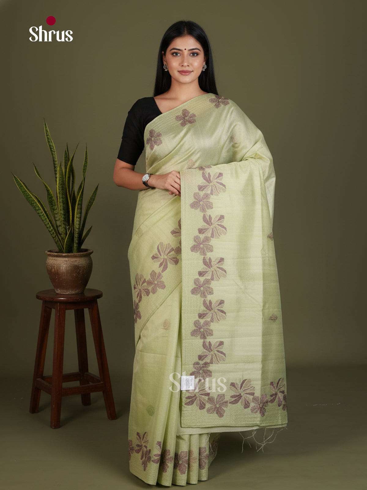Semi Rawsilk Embroidery Saree - EES22247 - Shop on Shrus.com