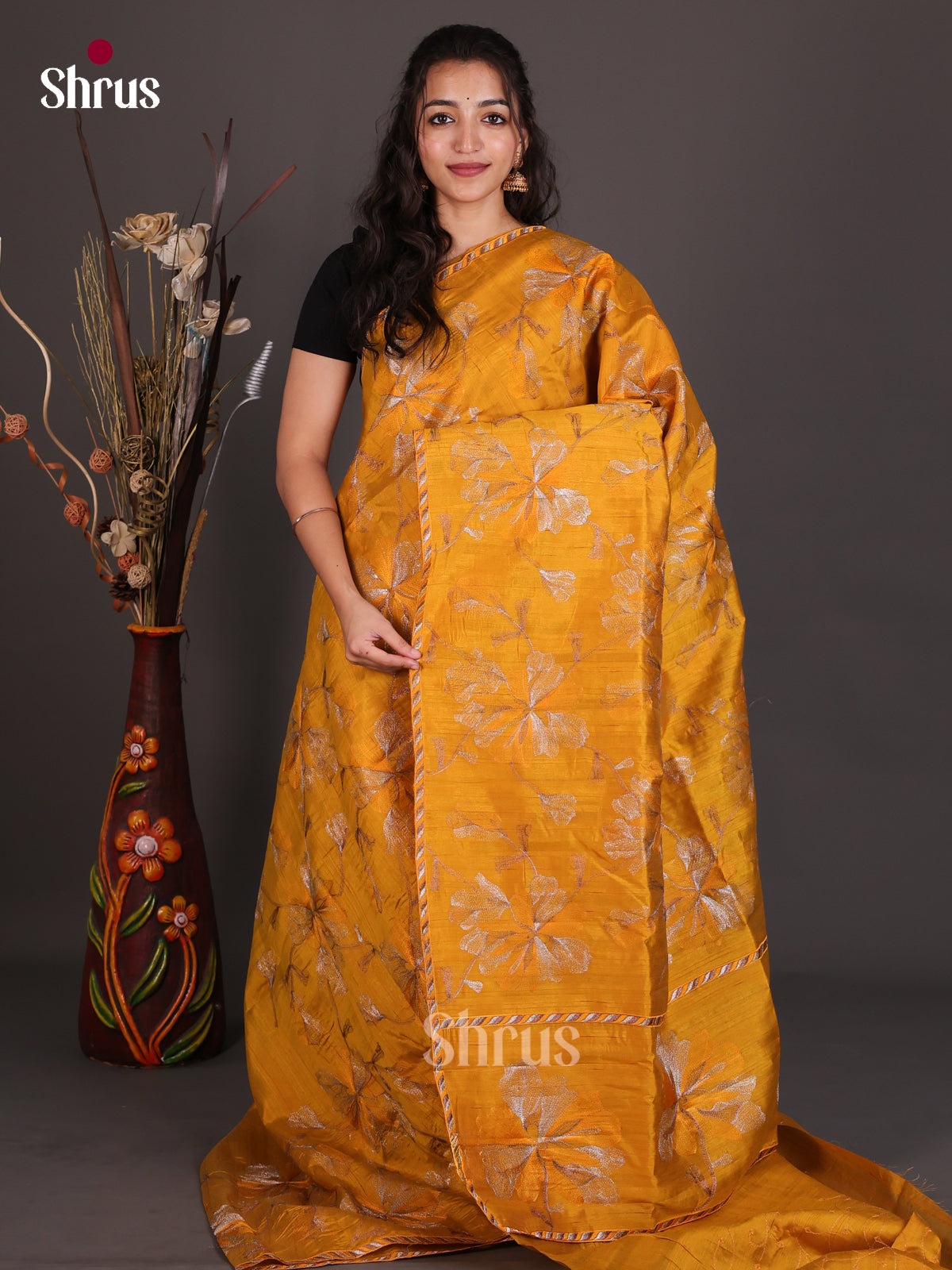 Semi Rawsilk Embroidery Saree - EES22272