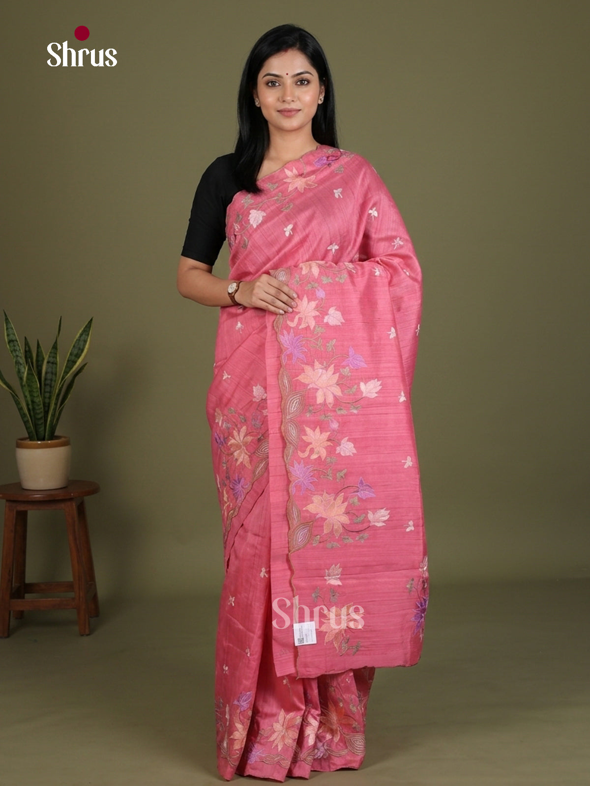 Semi Rawsilk Embroidery Saree - EES22282 - Shop on Shrus.com