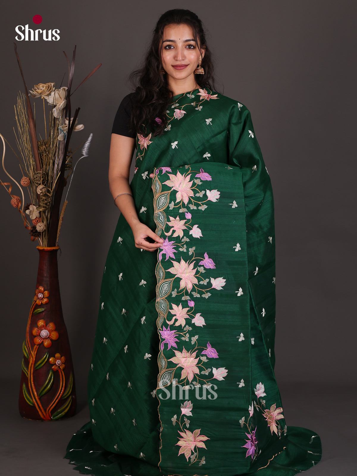 Semi Rawsilk Embroidery Saree - EES22289