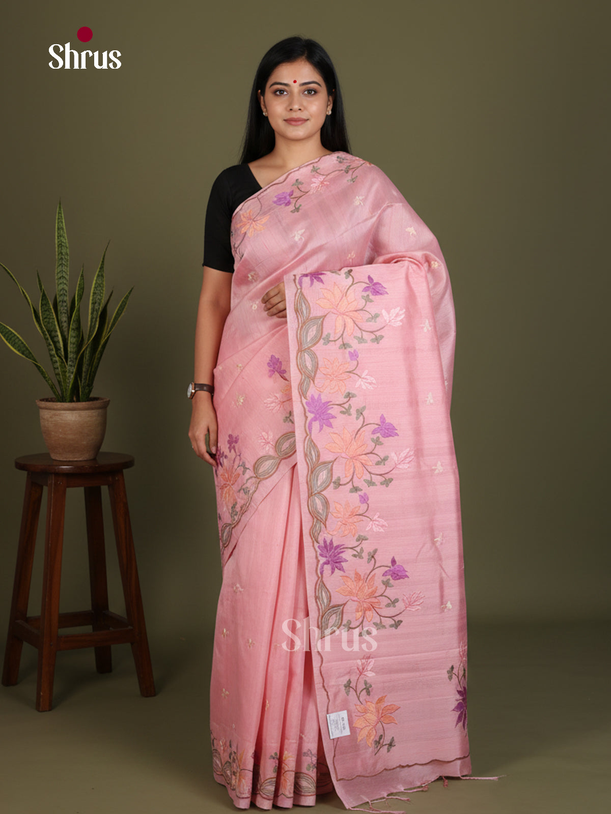 Semi Rawsilk Embroidery Saree - EES22291 - Shop on Shrus.com