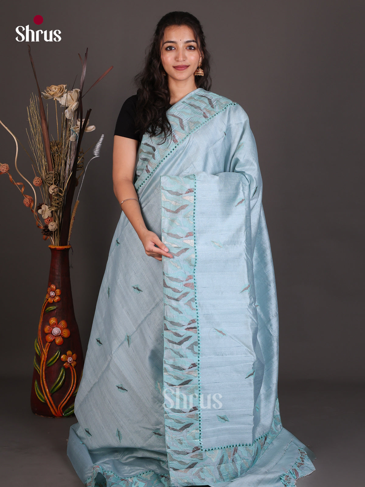 Semi Rawsilk Embroidery Saree - EES22300