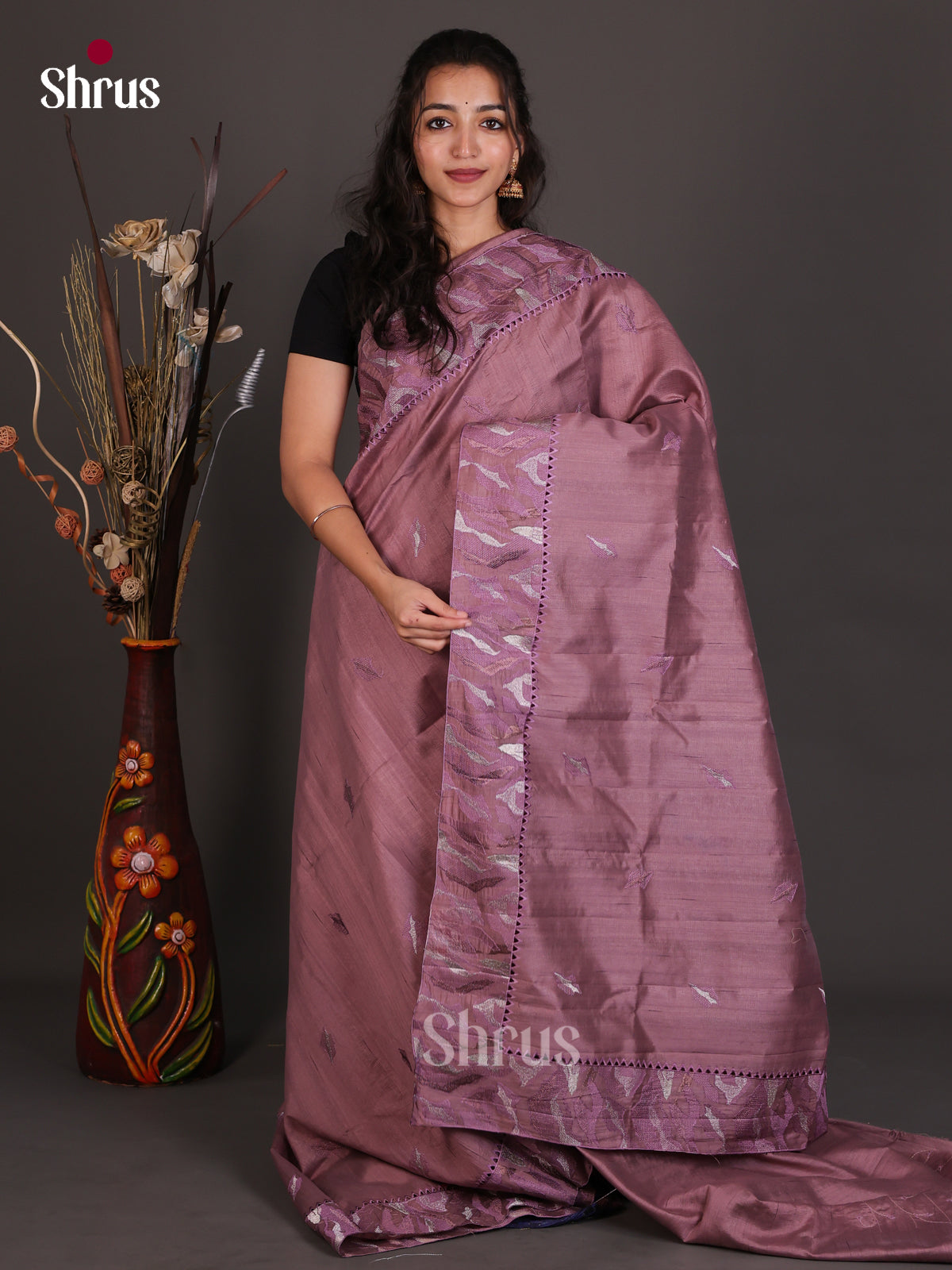 Semi Rawsilk Embroidery Saree - EES22306