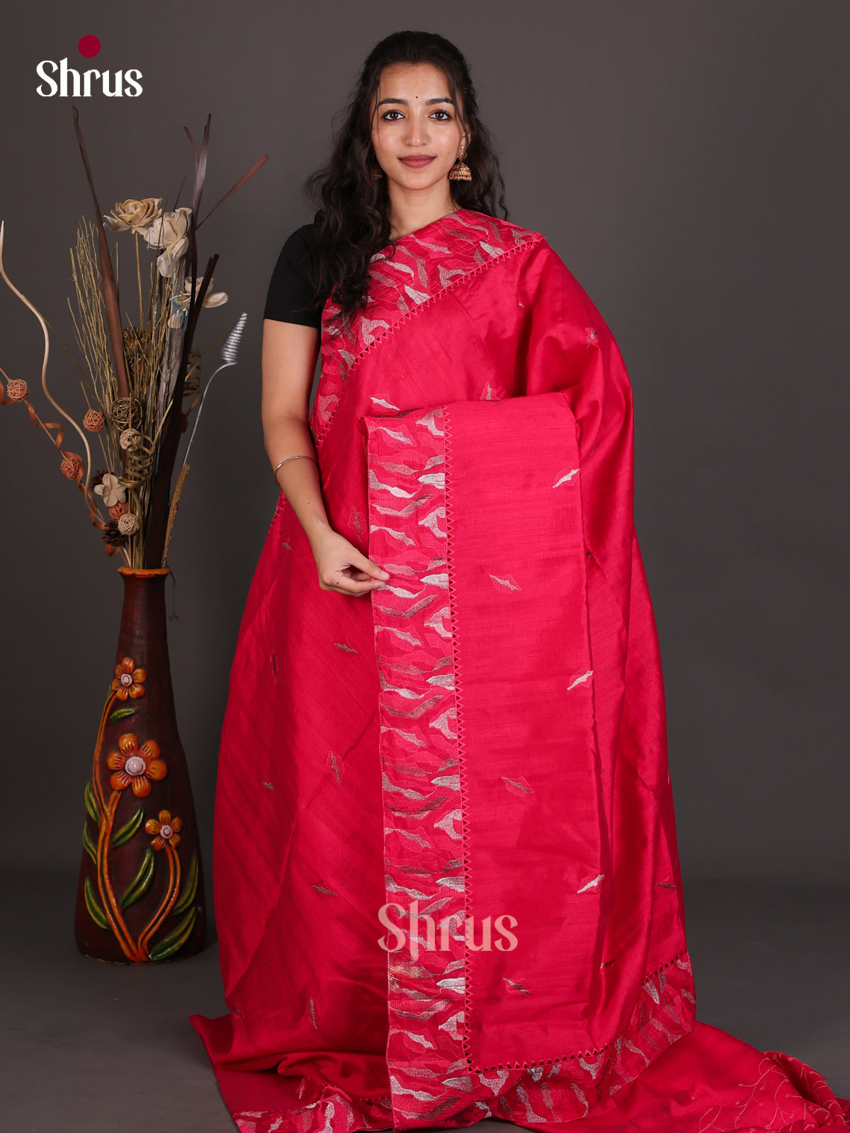 Semi Rawsilk Embroidery Saree - EES22307