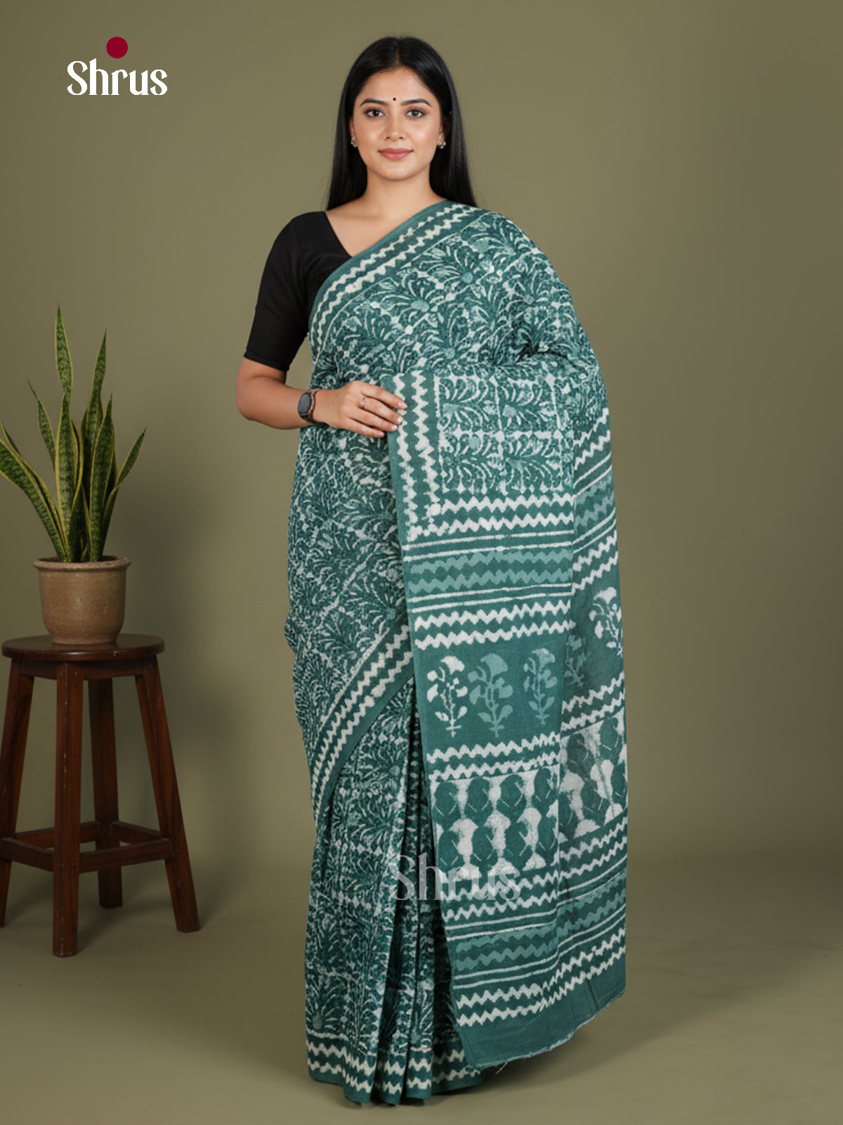 Green - Jaipur cotton Saree - EES25102