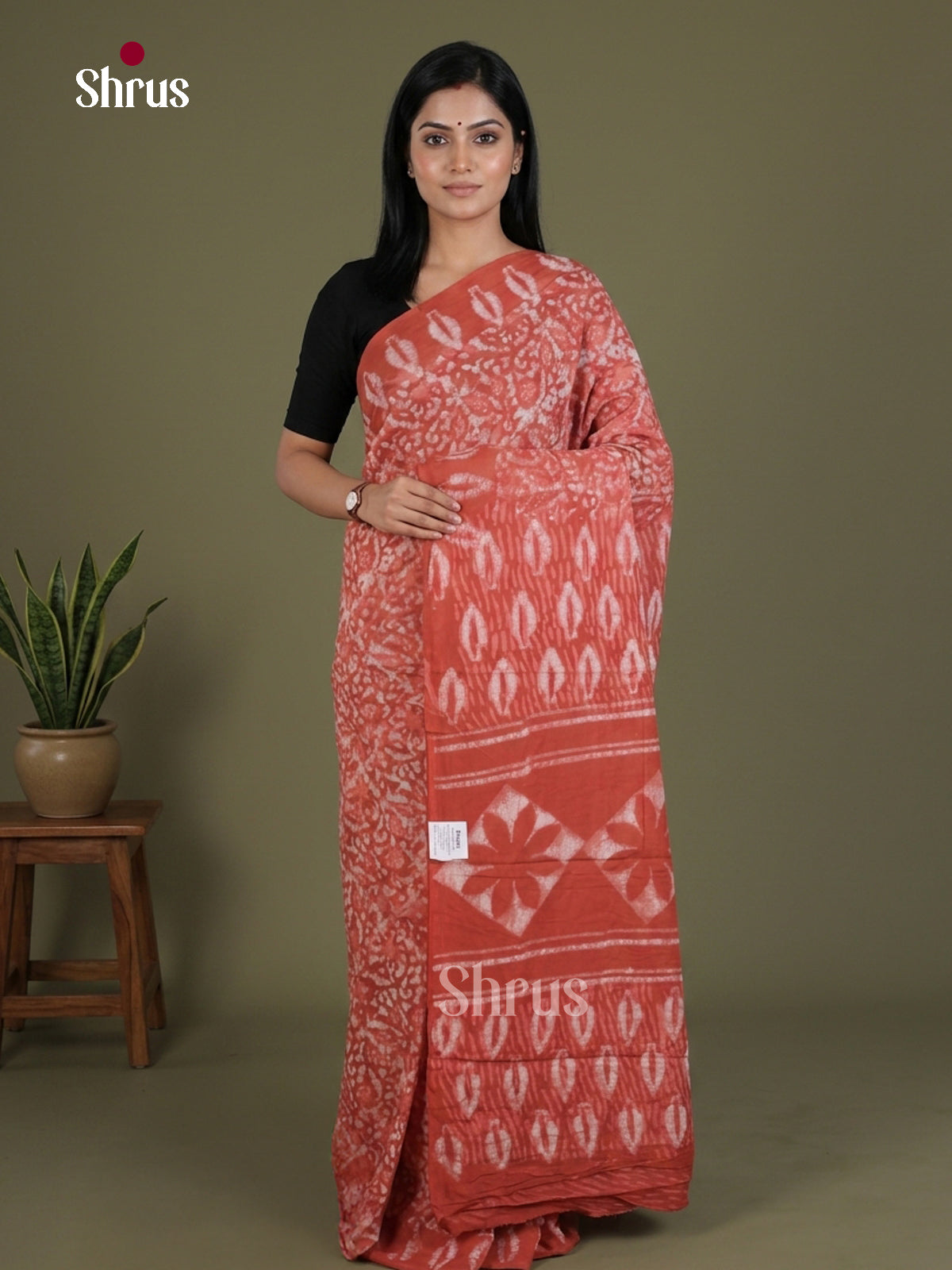 Orange - Jaipur cotton Saree - EES25117