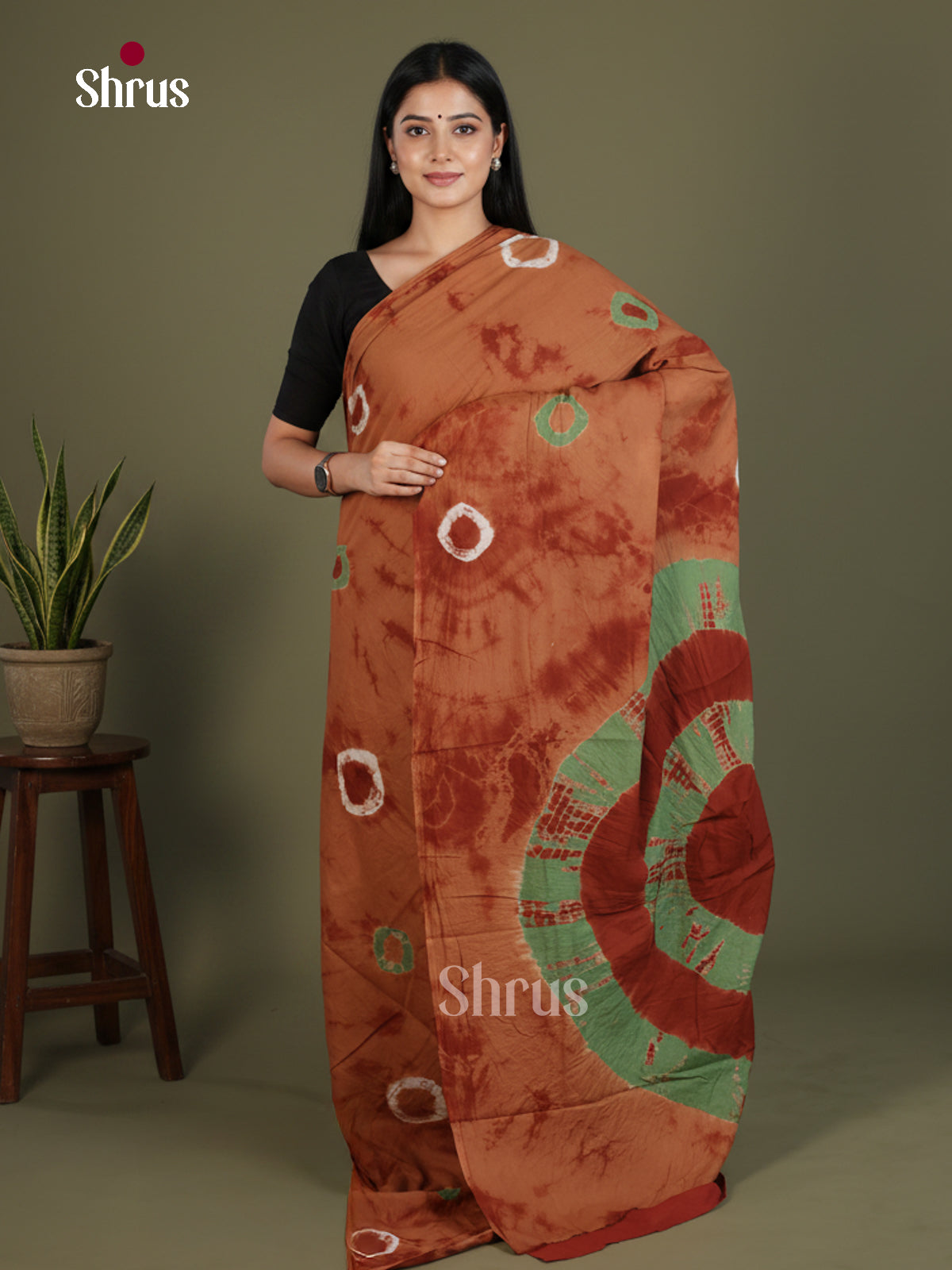 Brown - Jaipur cotton Saree - EES25124
