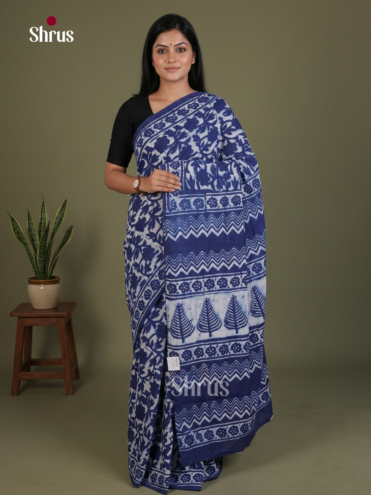 Blue - Jaipur cotton Saree - EES25126