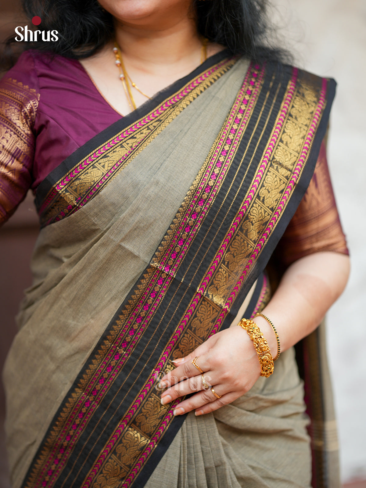 11-a Grey & Black - Chettinad Cotton Saree - EES26176 - Shop on Shrus.com