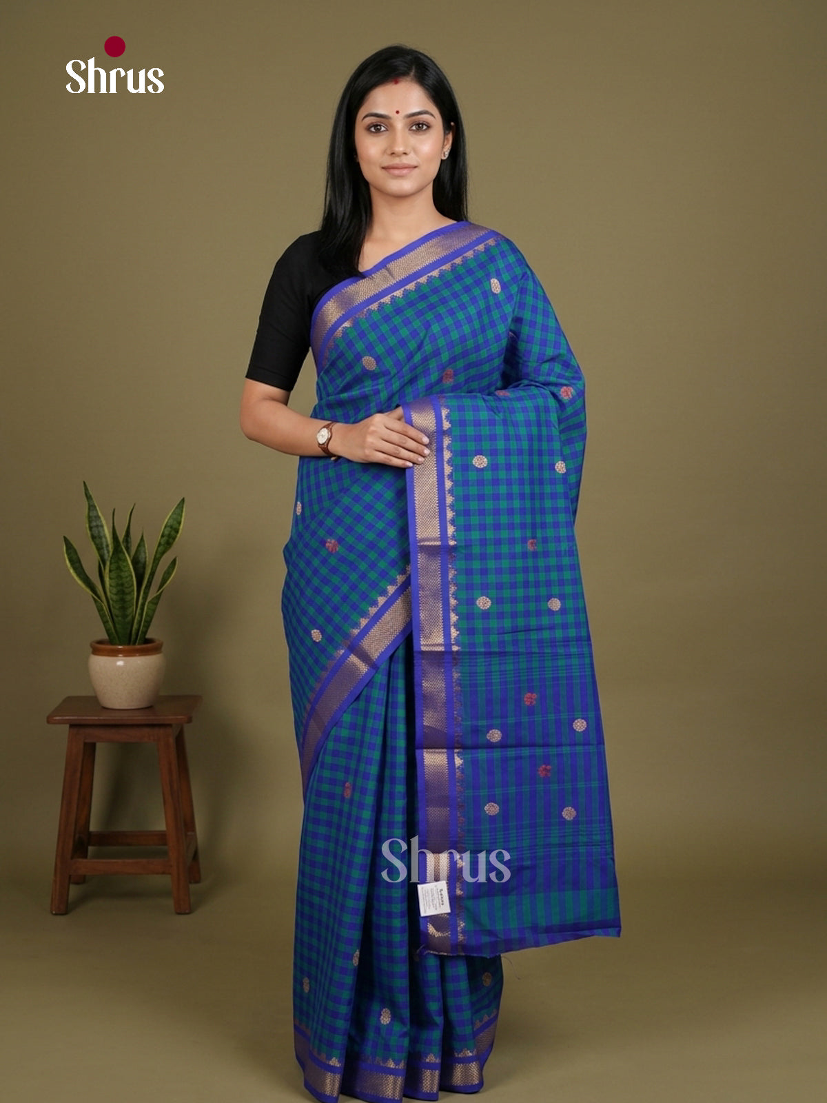Teal Green  - Chettinad Mix Cotton Saree
