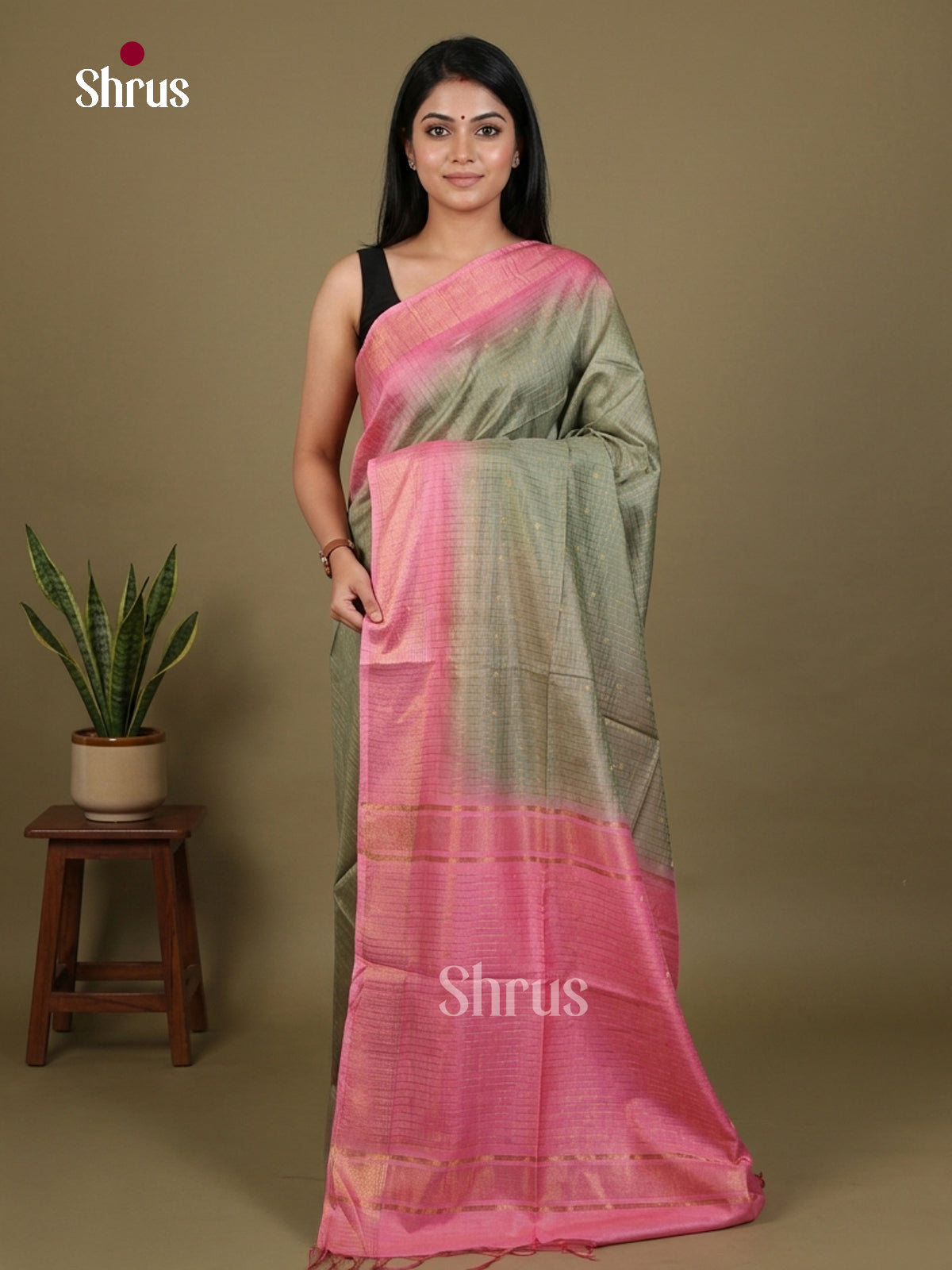 Semi Tussar Saree - EES29013 - Shop on Shrus.com