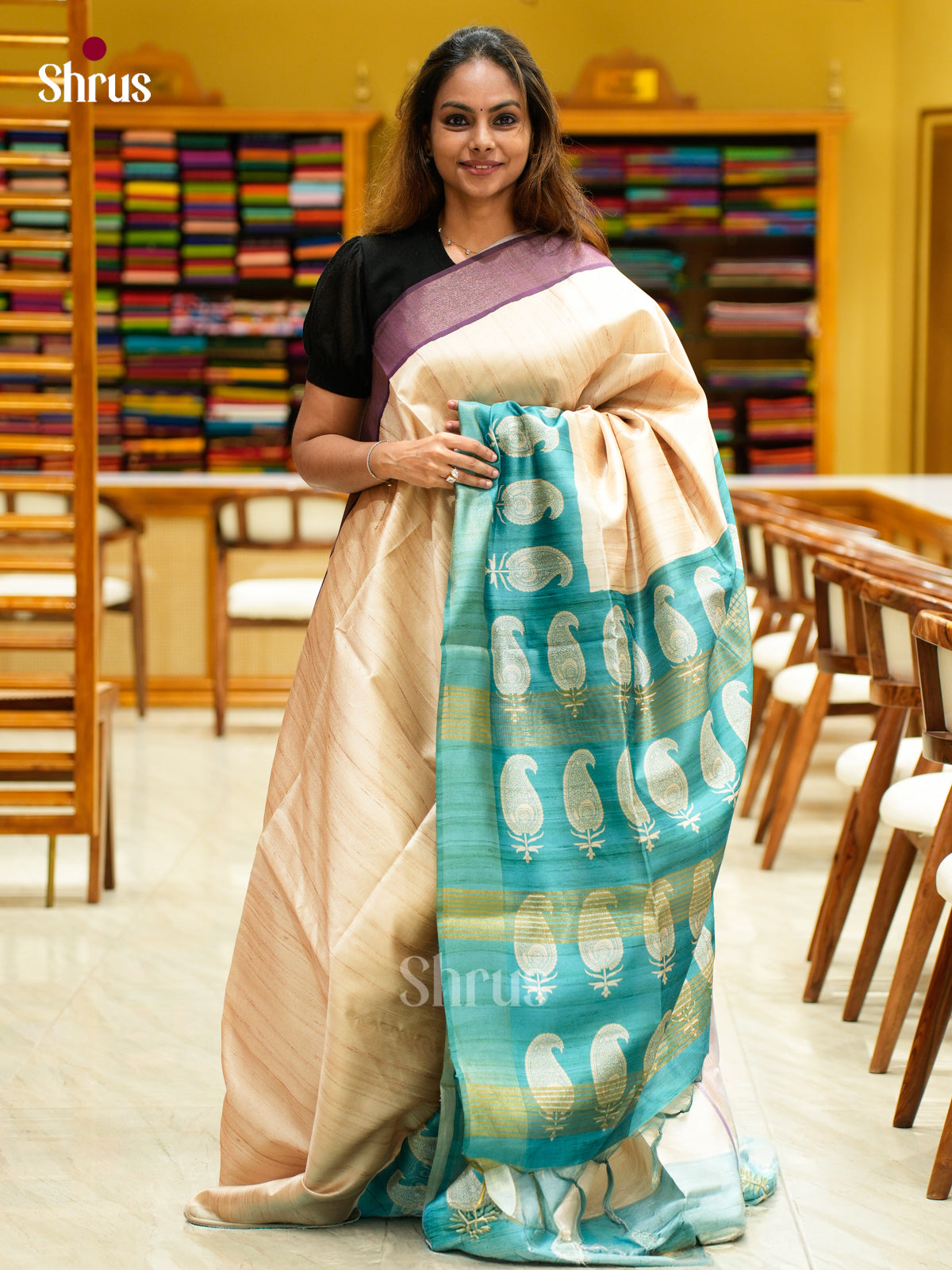 Champa semitussar Saree - EFS01221 - Shop on Shrus.com