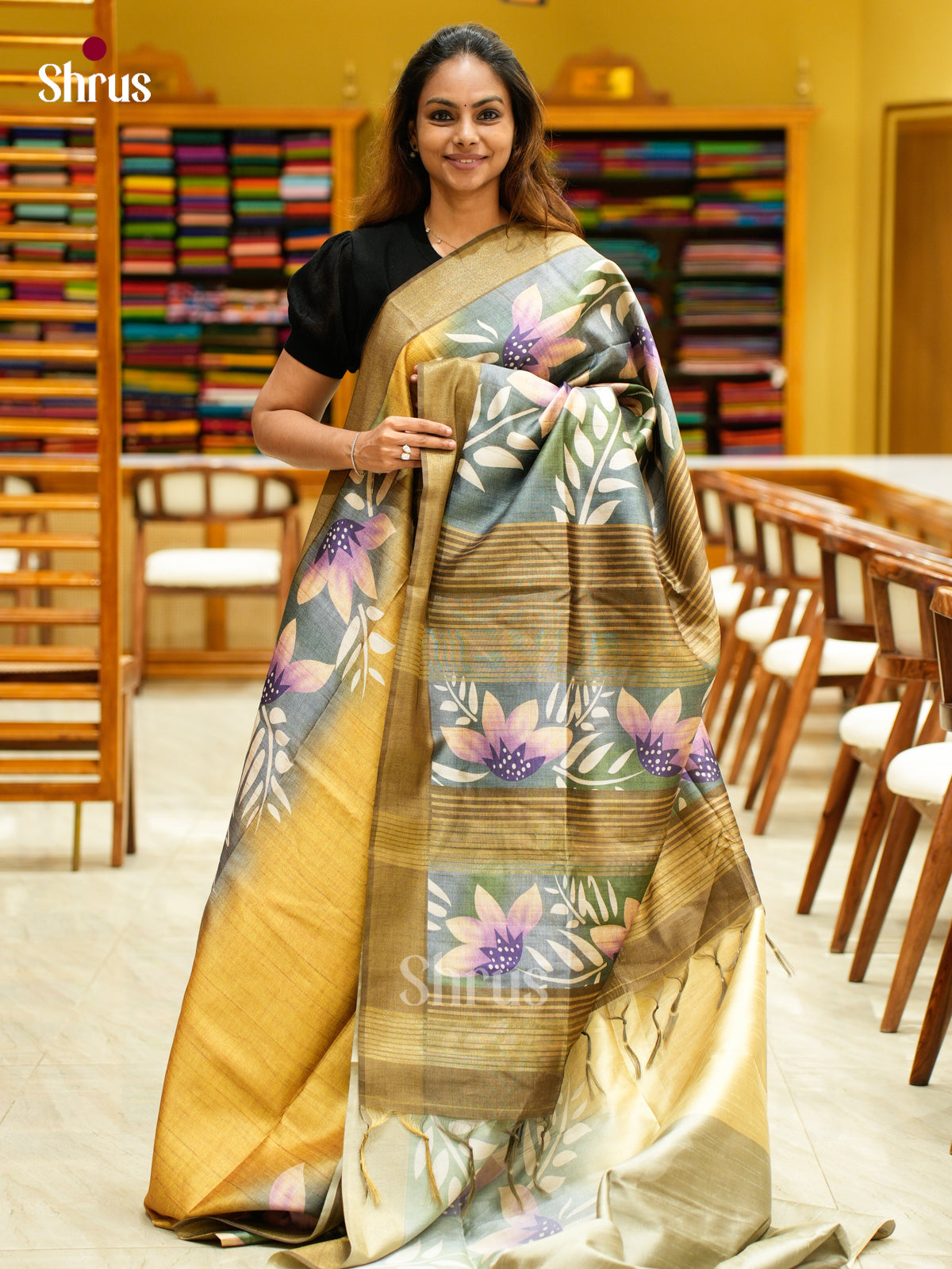 Champa semitussar Saree - EFS01267 - Shop on Shrus.com