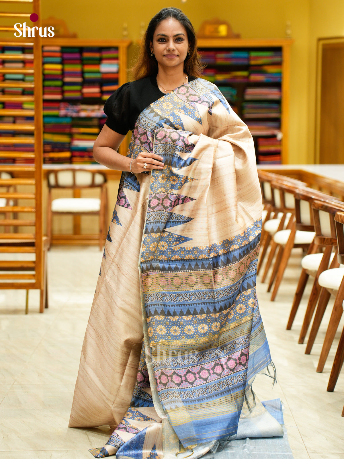 Champa semitussar Saree - EFS01273 - Shop on Shrus.com