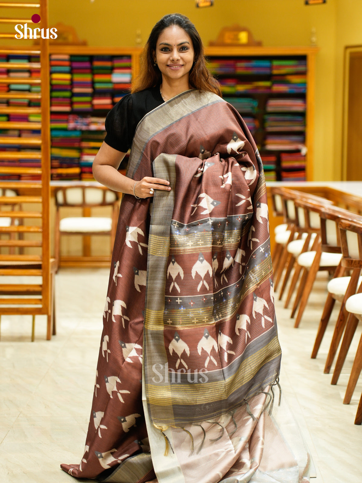 Champa semitussar Saree - EFS01303 - Shop on Shrus.com
