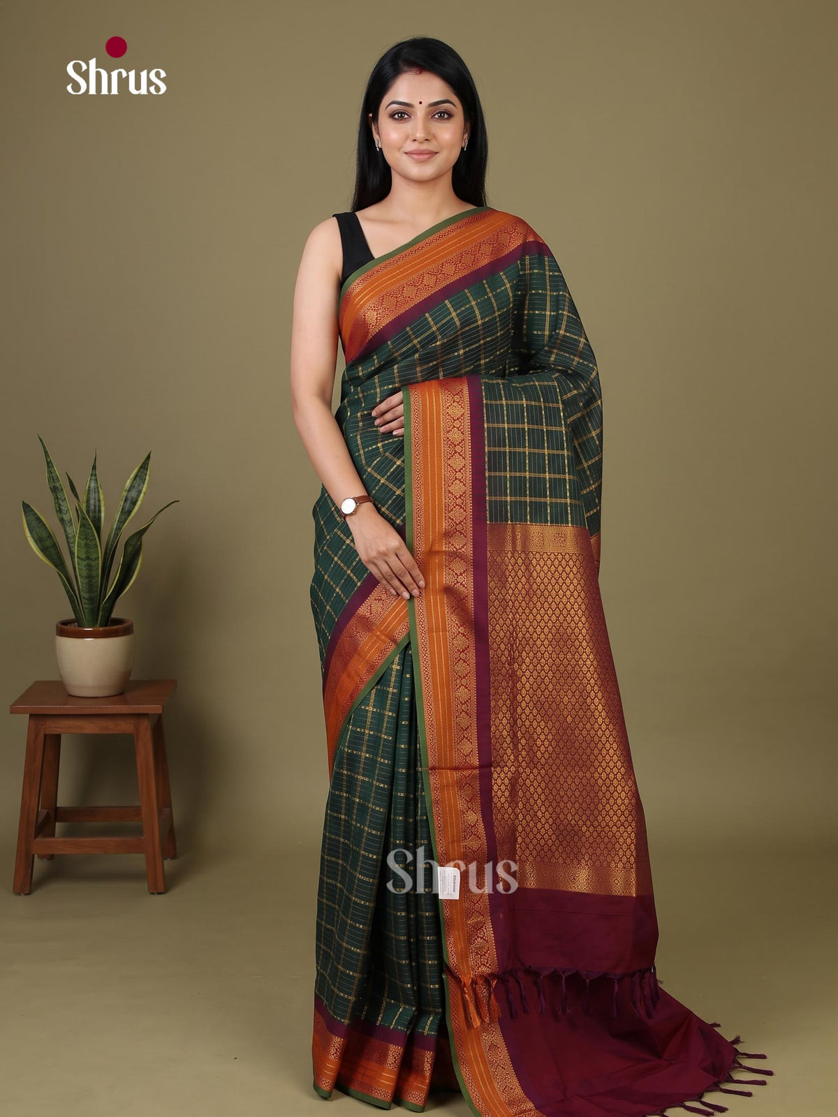 Green & Maroon - Kalyani Cotton Saree