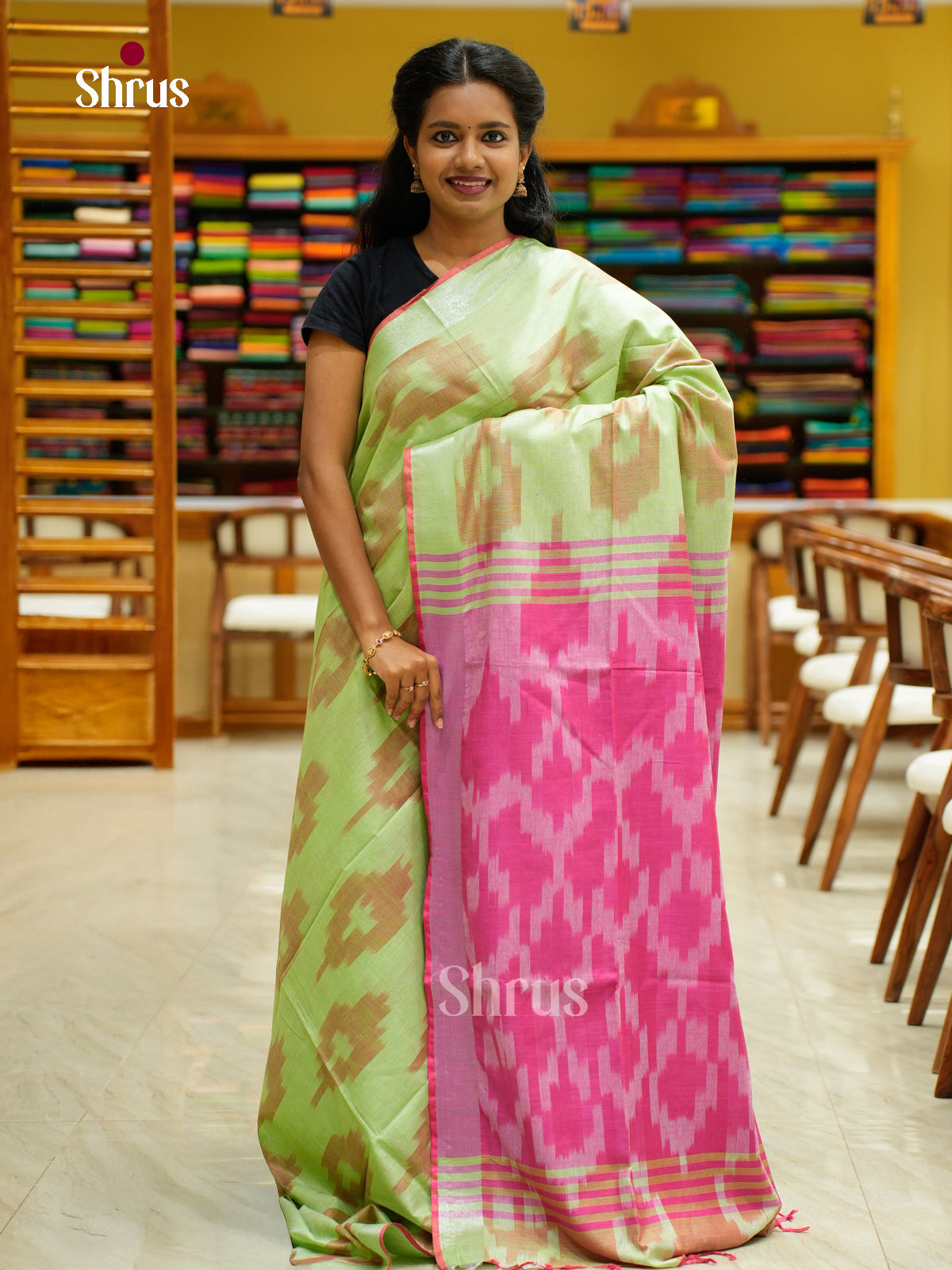 Semi Ikkat Saree - EFS03043 - Shop on Shrus.com