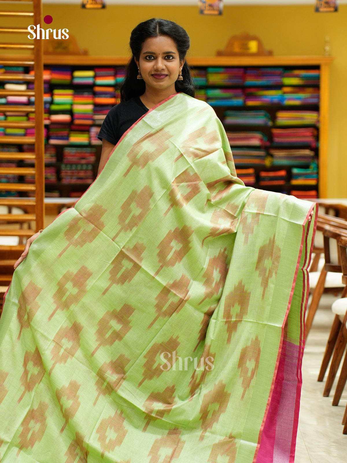 Semi Ikkat Saree - EFS03043 - Shop on Shrus.com