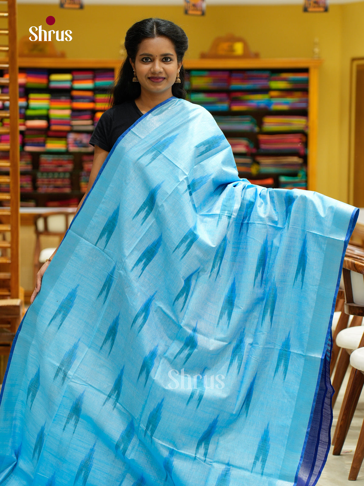 Semi Ikkat Saree - EFS03045 - Shop on Shrus.com