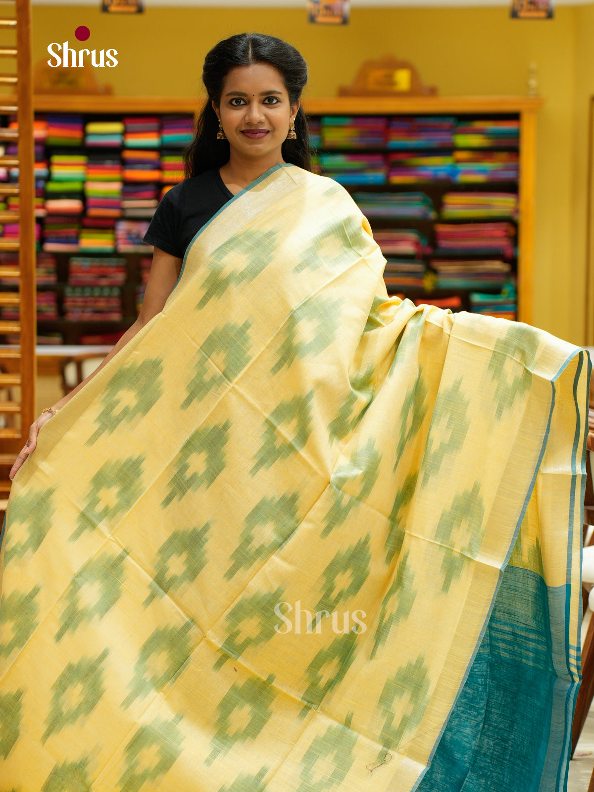 Semi Ikkat Saree - EFS03047 - Shop on Shrus.com