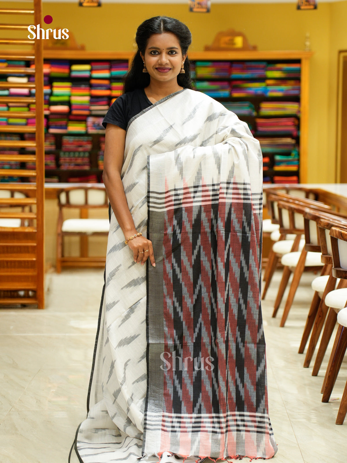 Semi Ikkat Saree - EFS03048 - Shop on Shrus.com