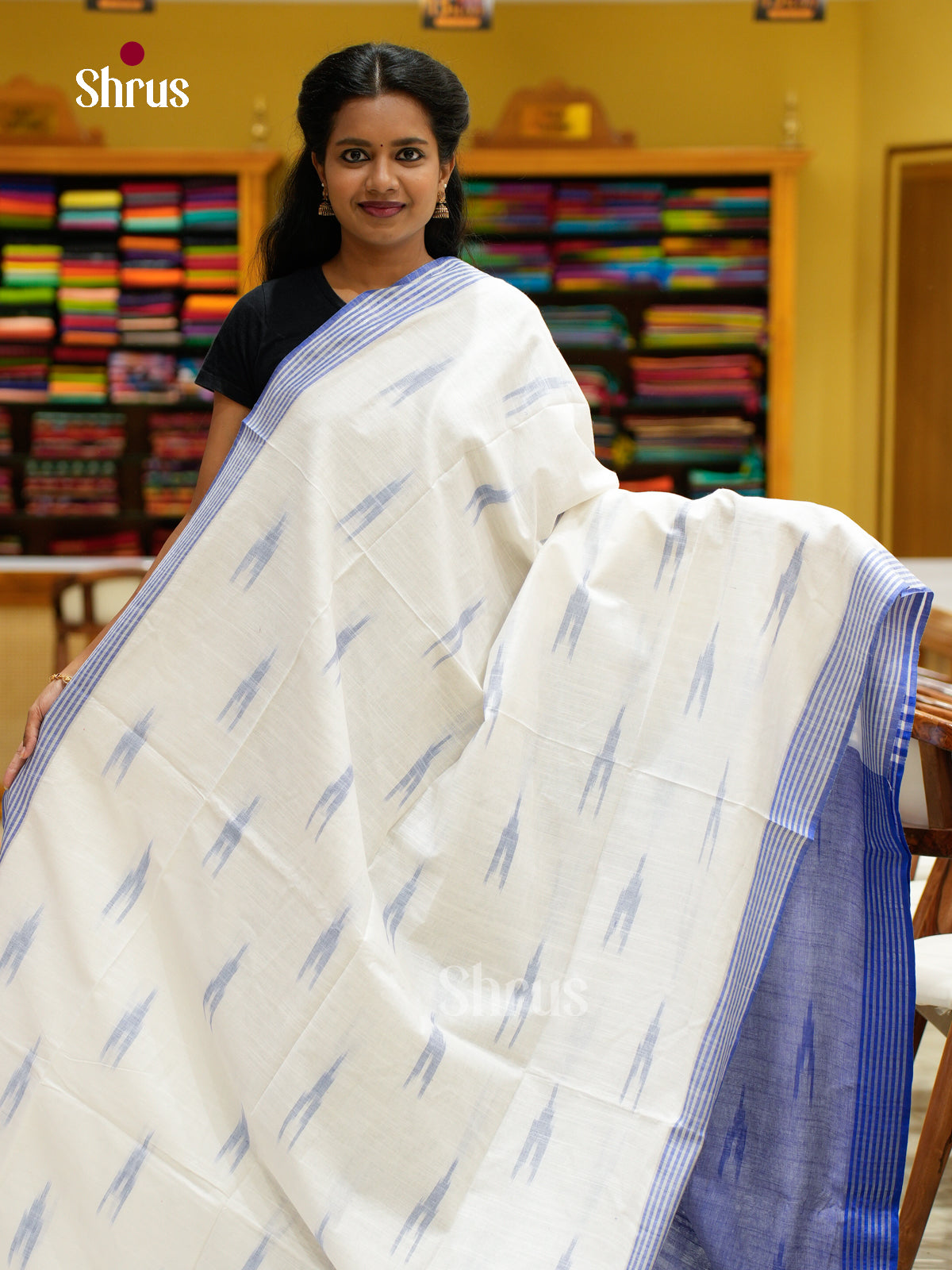Semi Ikkat Saree - EFS03051 - Shop on Shrus.com