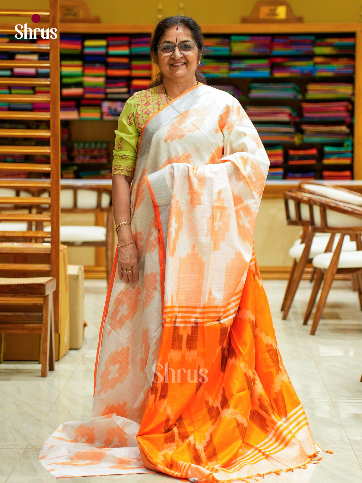 Semi Ikkat Saree - EFS03054 - Shop on Shrus.com