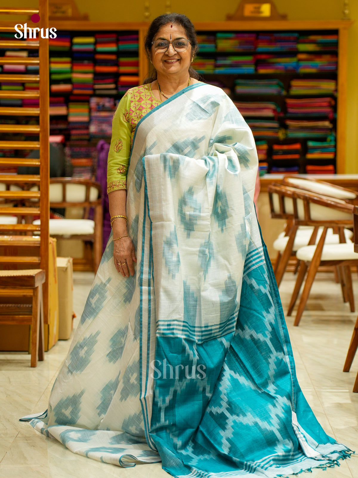Semi Ikkat Saree - EFS03055 - Shop on Shrus.com