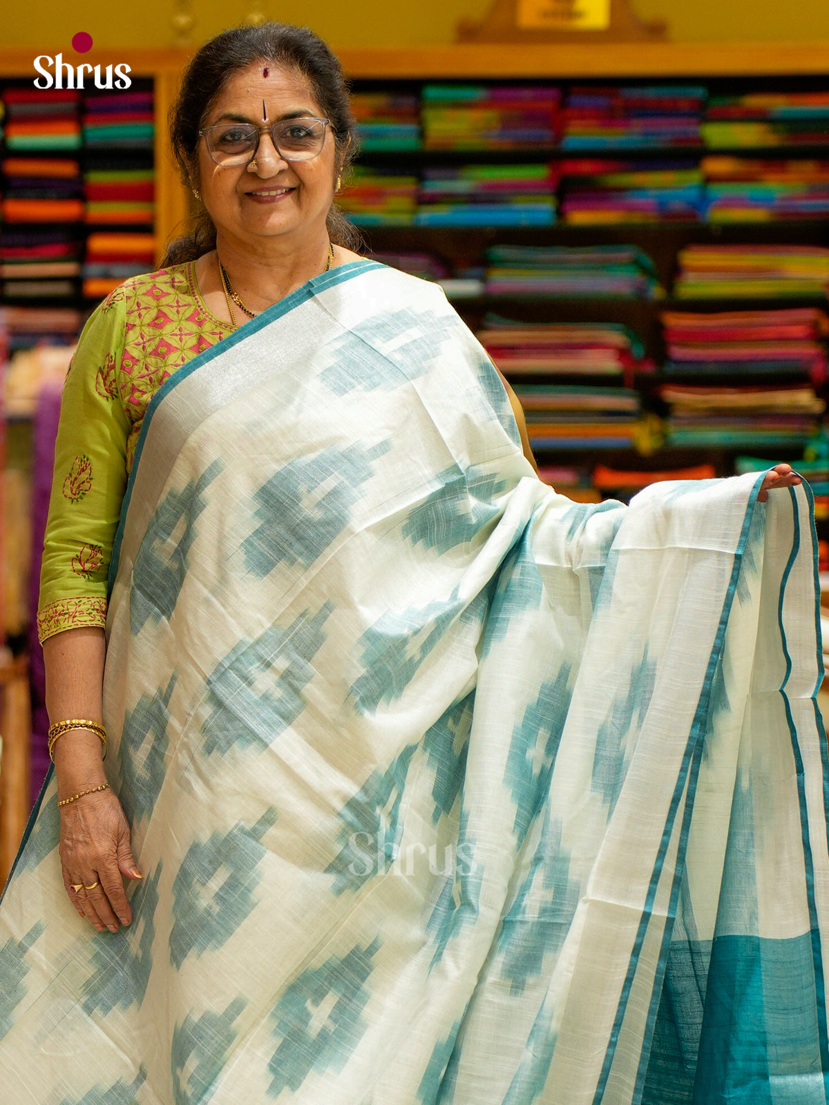 Semi Ikkat Saree - EFS03055 - Shop on Shrus.com