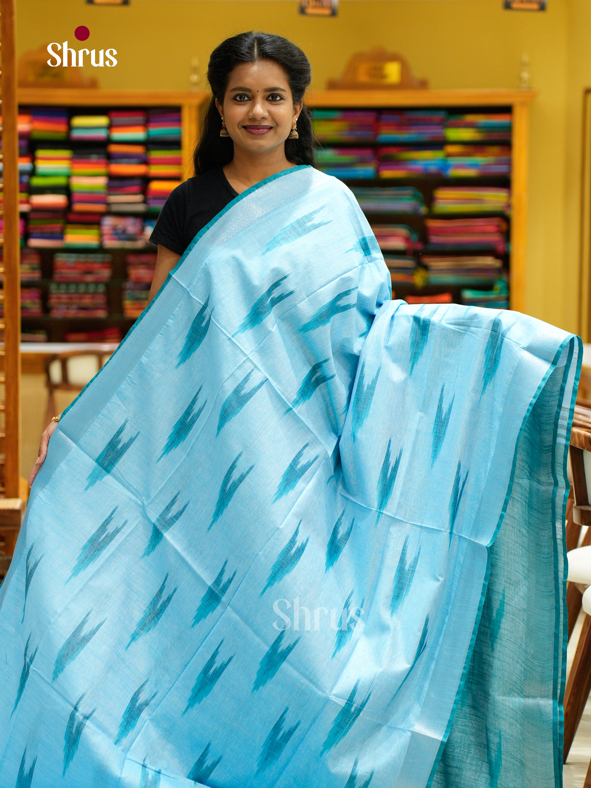 Semi Ikkat Saree - EFS03069 - Shop on Shrus.com