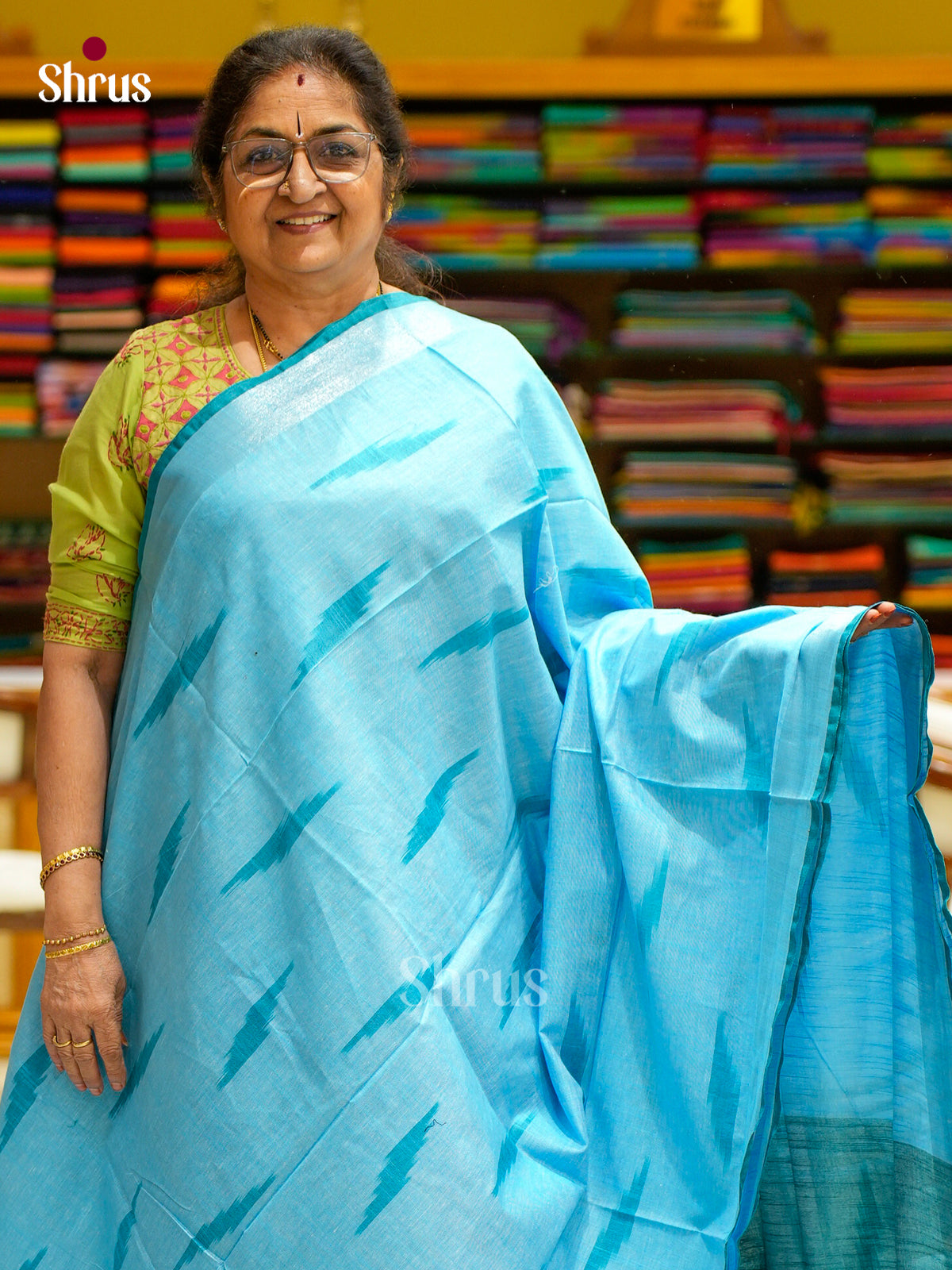 Semi Ikkat Saree - EFS03070 - Shop on Shrus.com