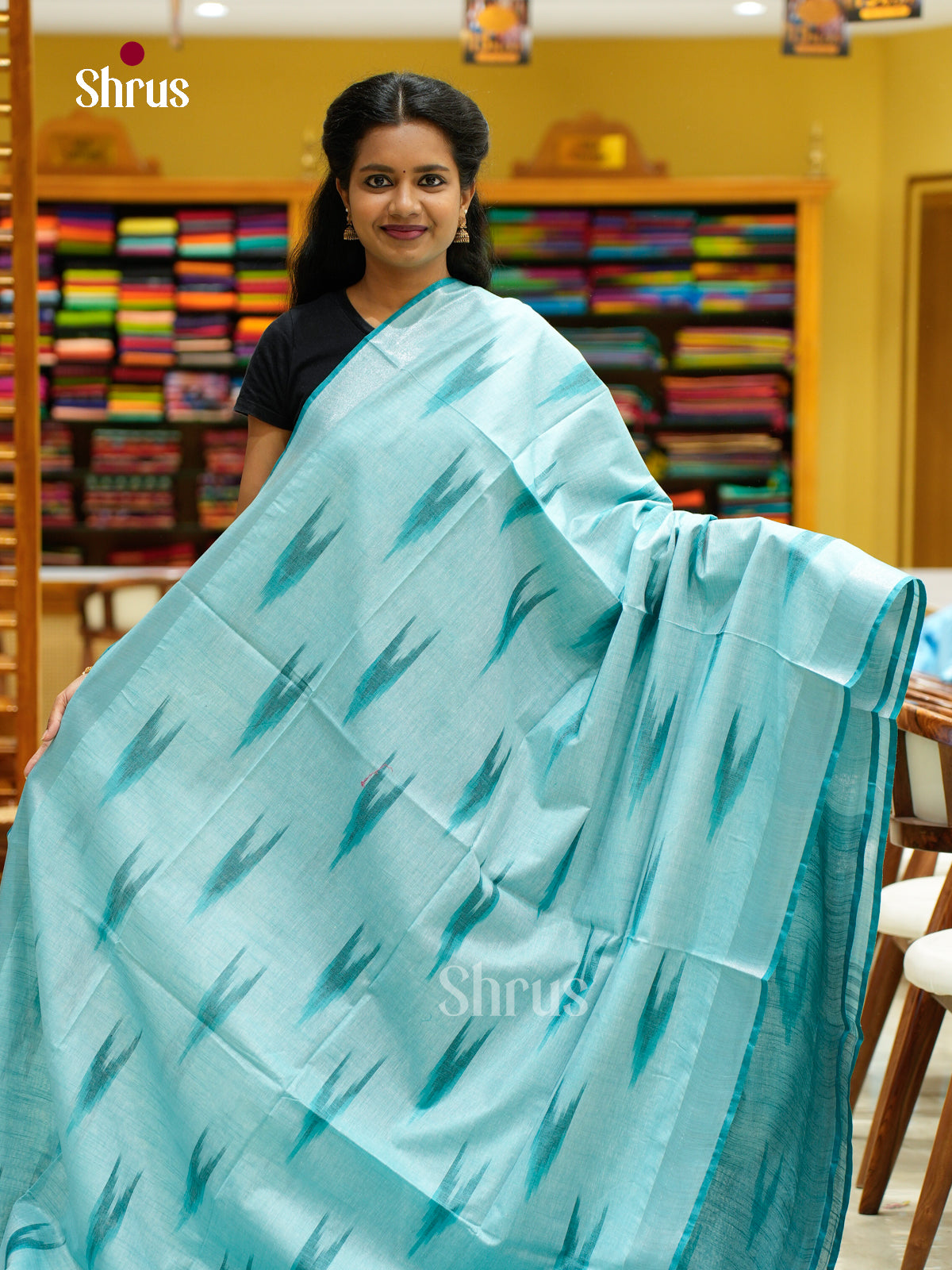 Semi Ikkat Saree - EFS03072 - Shop on Shrus.com