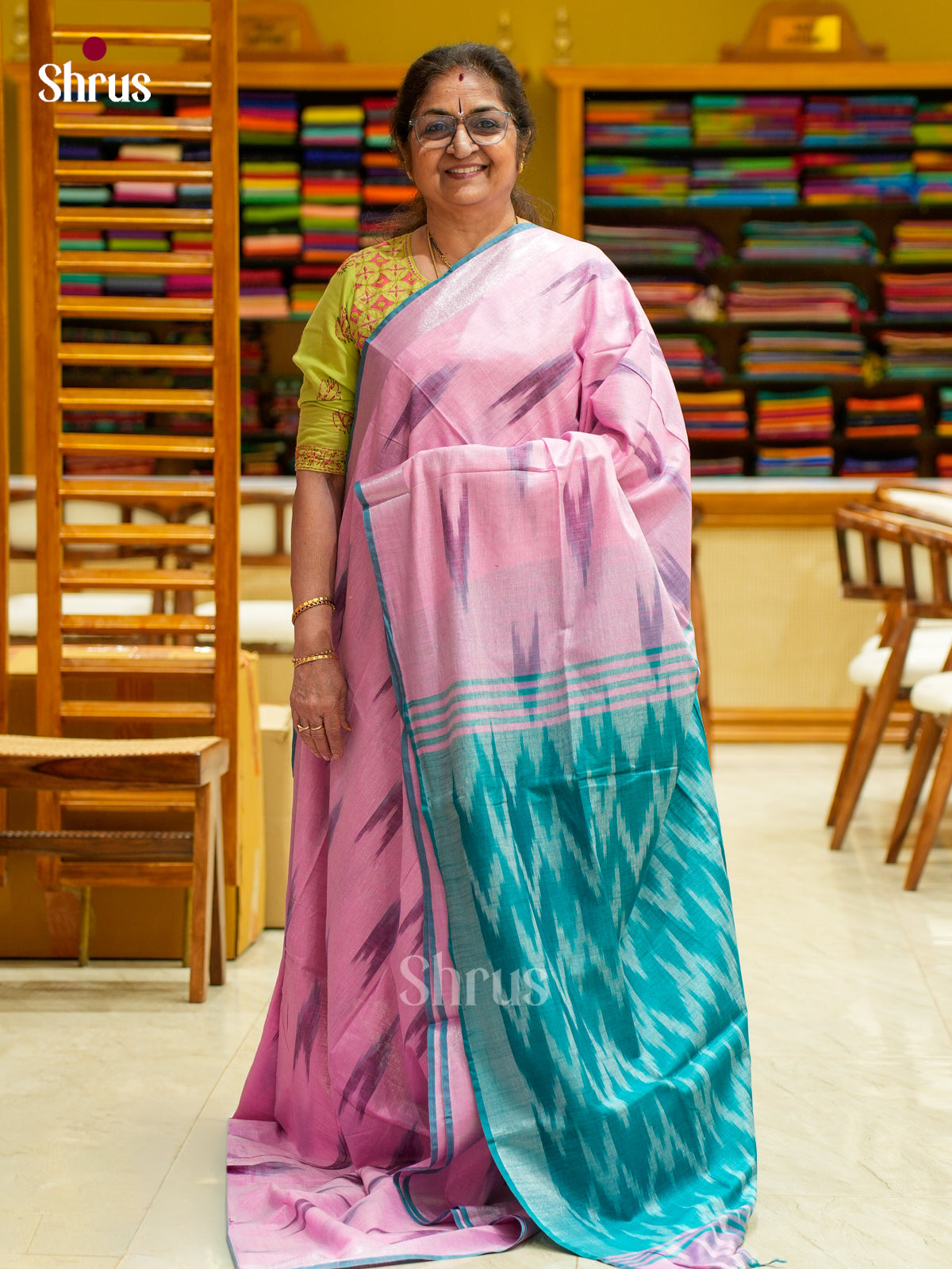 Semi Ikkat Saree - EFS03075 - Shop on Shrus.com