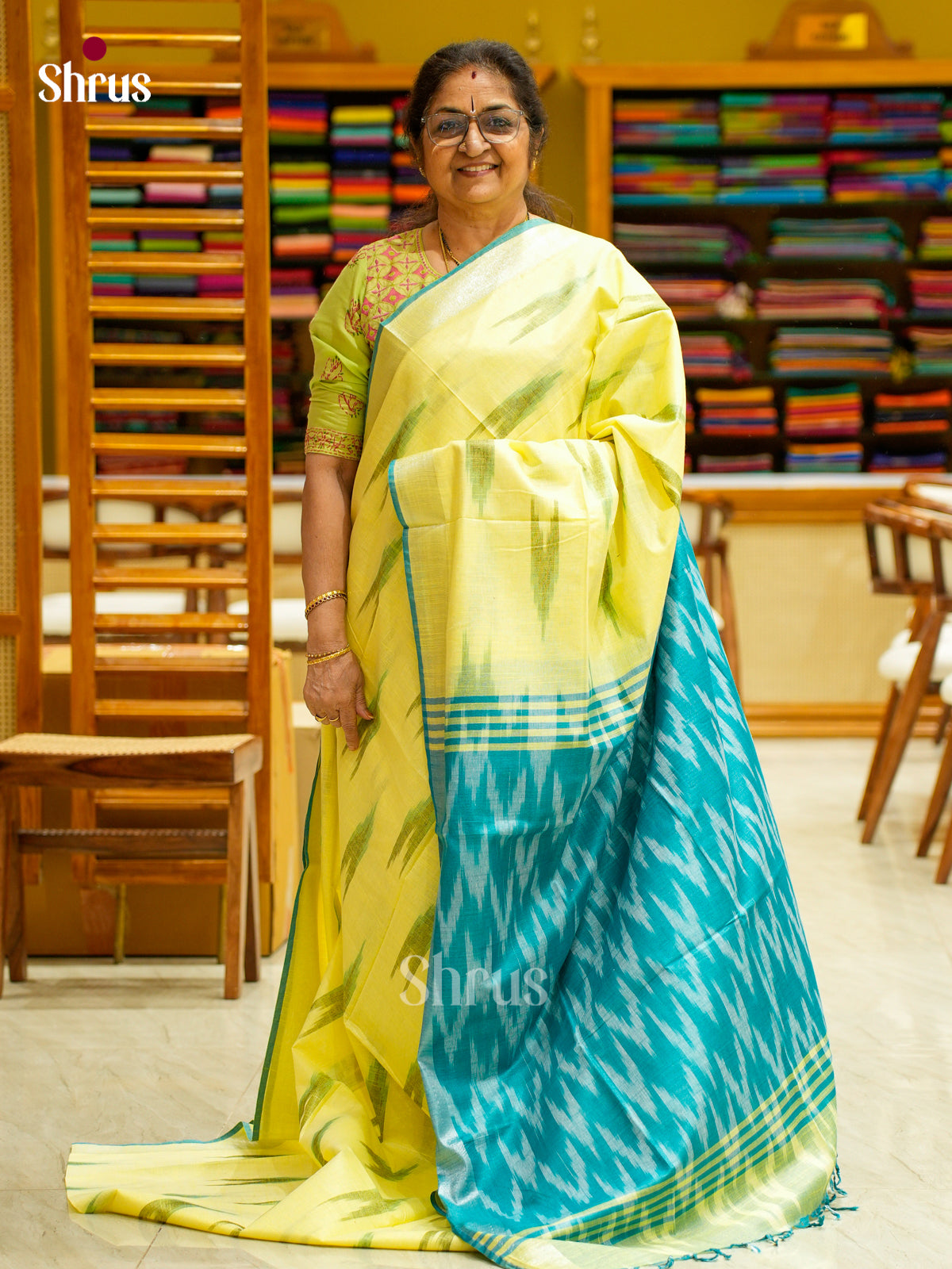 Semi Ikkat Saree - EFS03076 - Shop on Shrus.com