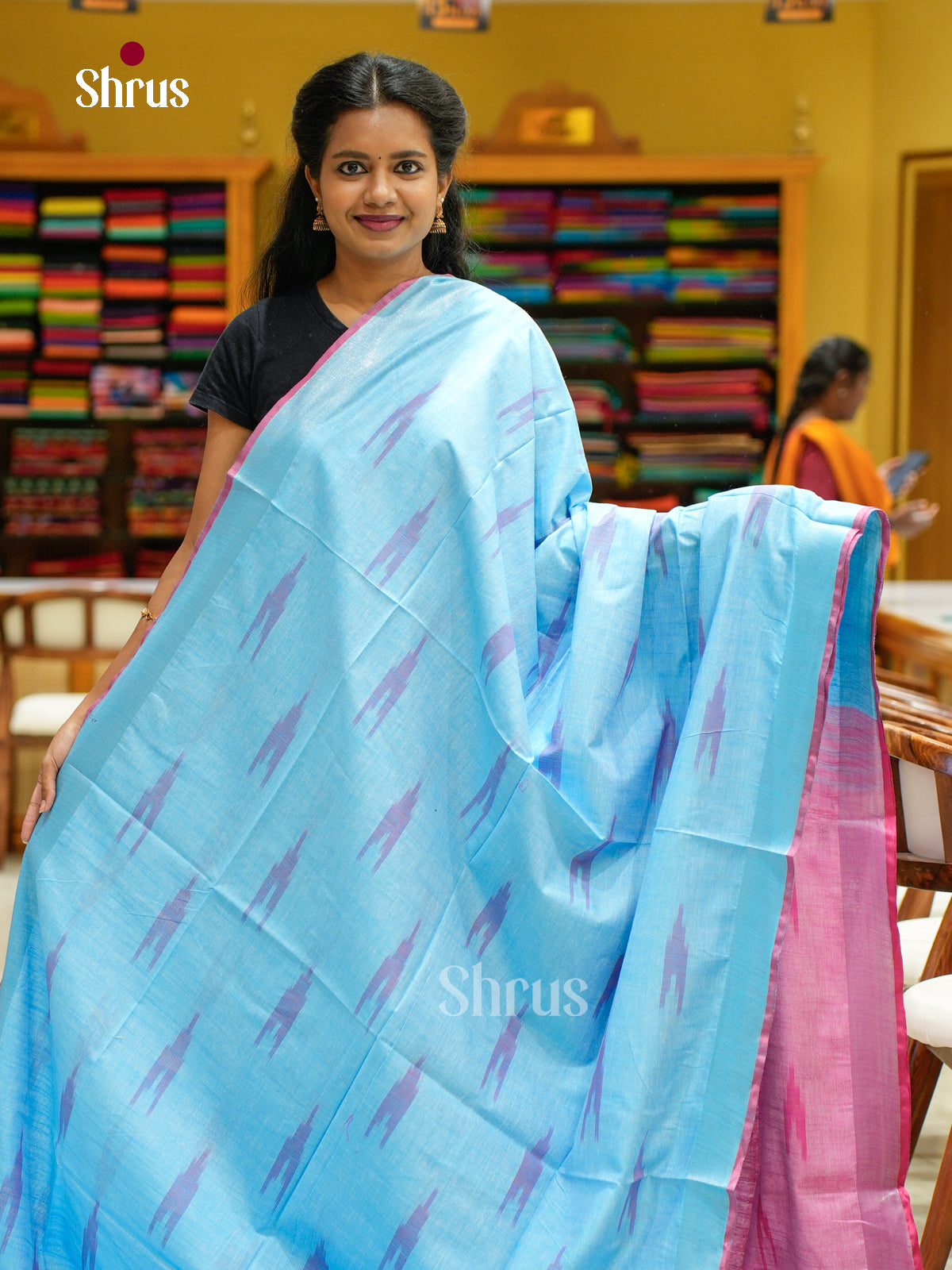 Semi Ikkat Saree - EFS03077 - Shop on Shrus.com