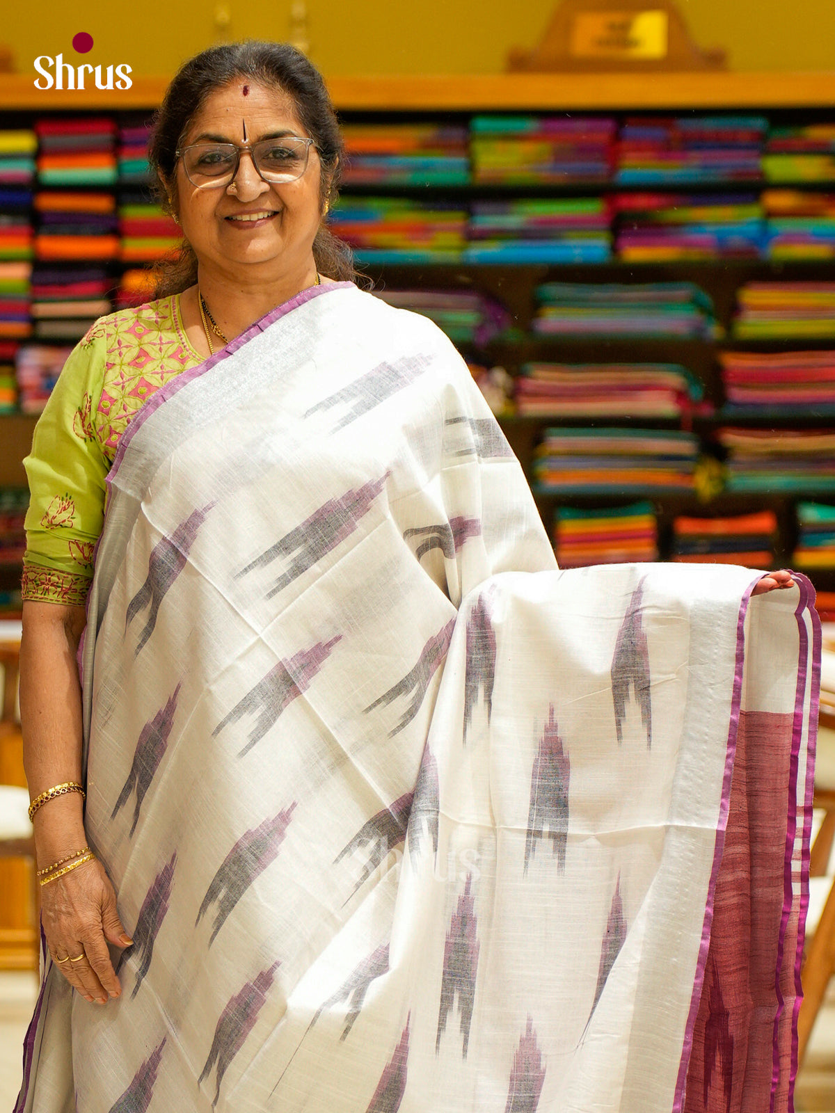 Semi Ikkat Saree - EFS03079 - Shop on Shrus.com
