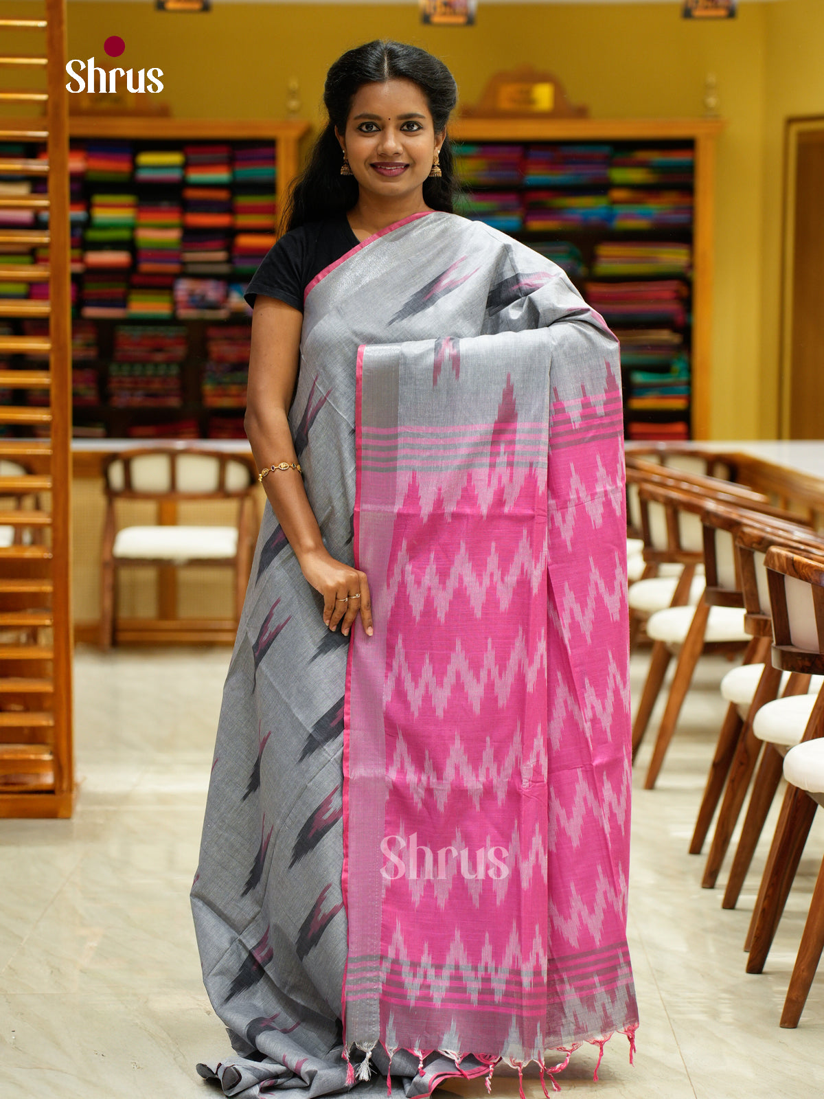Semi Ikkat Saree - EFS03084 - Shop on Shrus.com