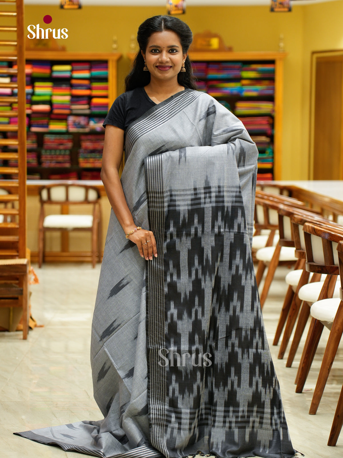 Semi Ikkat Saree - EFS03085 - Shop on Shrus.com