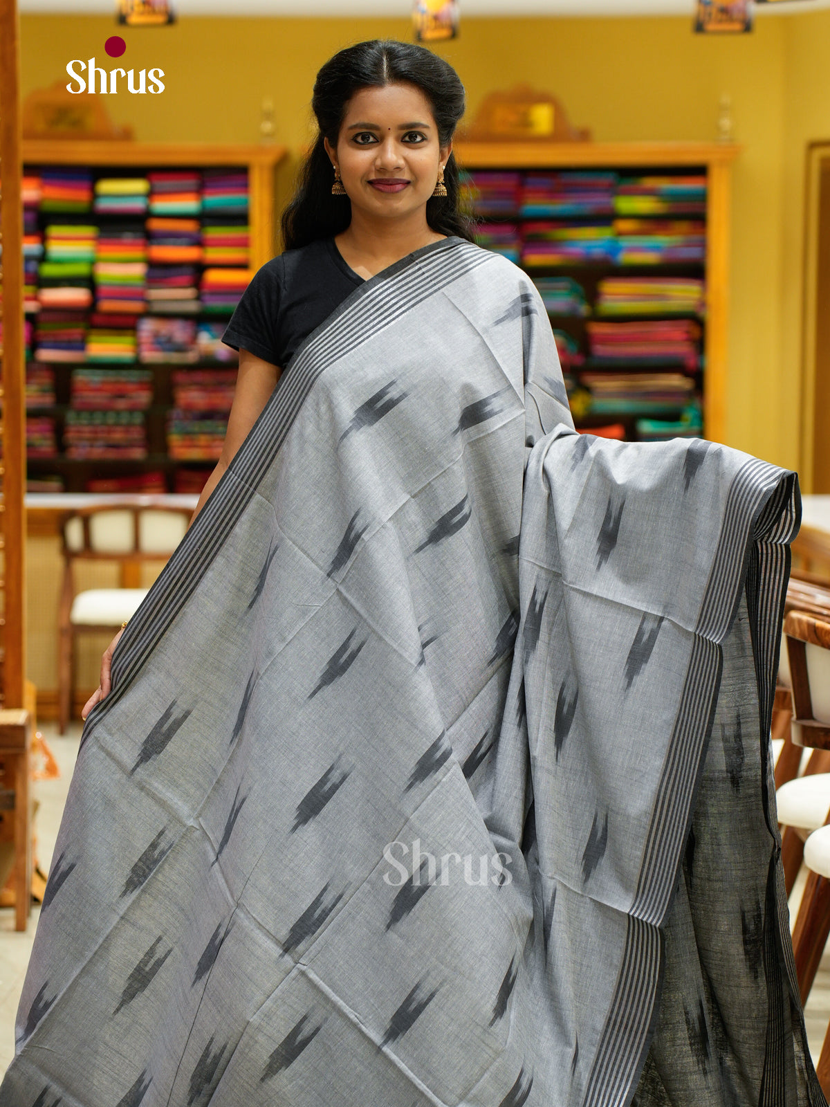 Semi Ikkat Saree - EFS03085 - Shop on Shrus.com