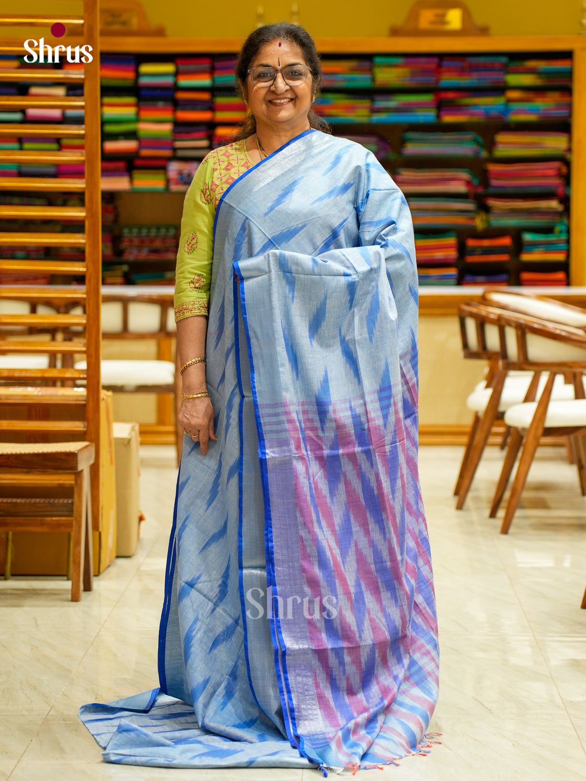 Semi Ikkat Saree - EFS03087 - Shop on Shrus.com