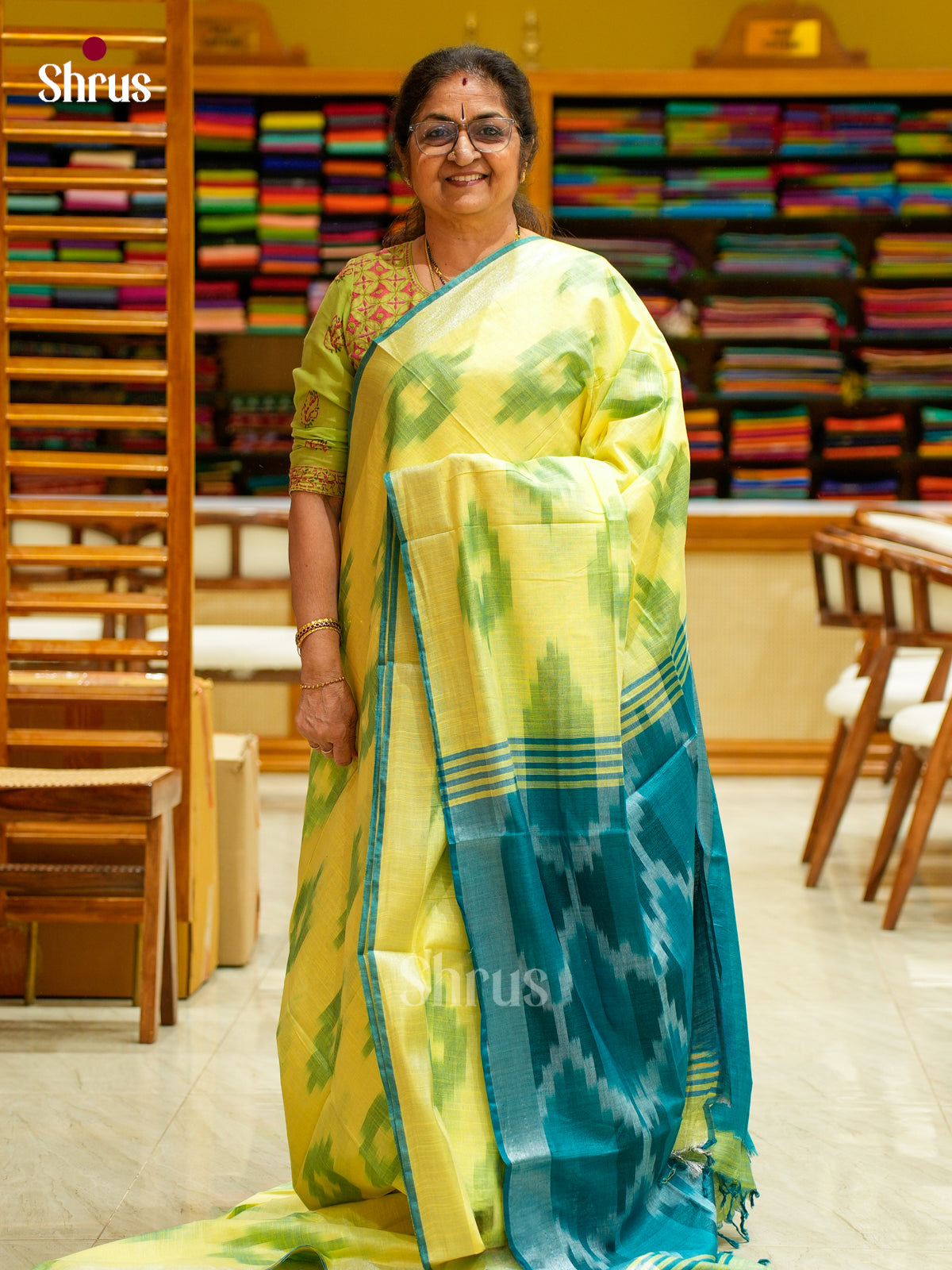 Semi Ikkat Saree - EFS03088 - Shop on Shrus.com