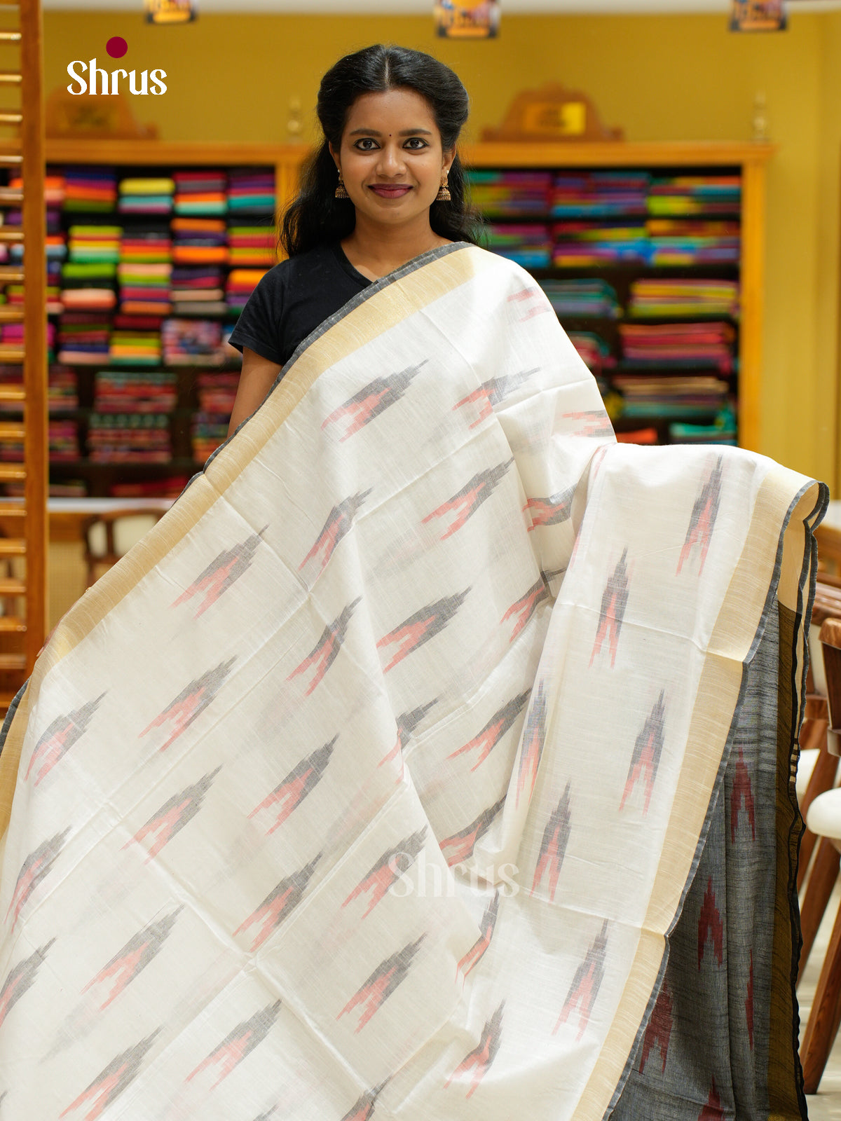 Semi Ikkat Saree - EFS03091 - Shop on Shrus.com