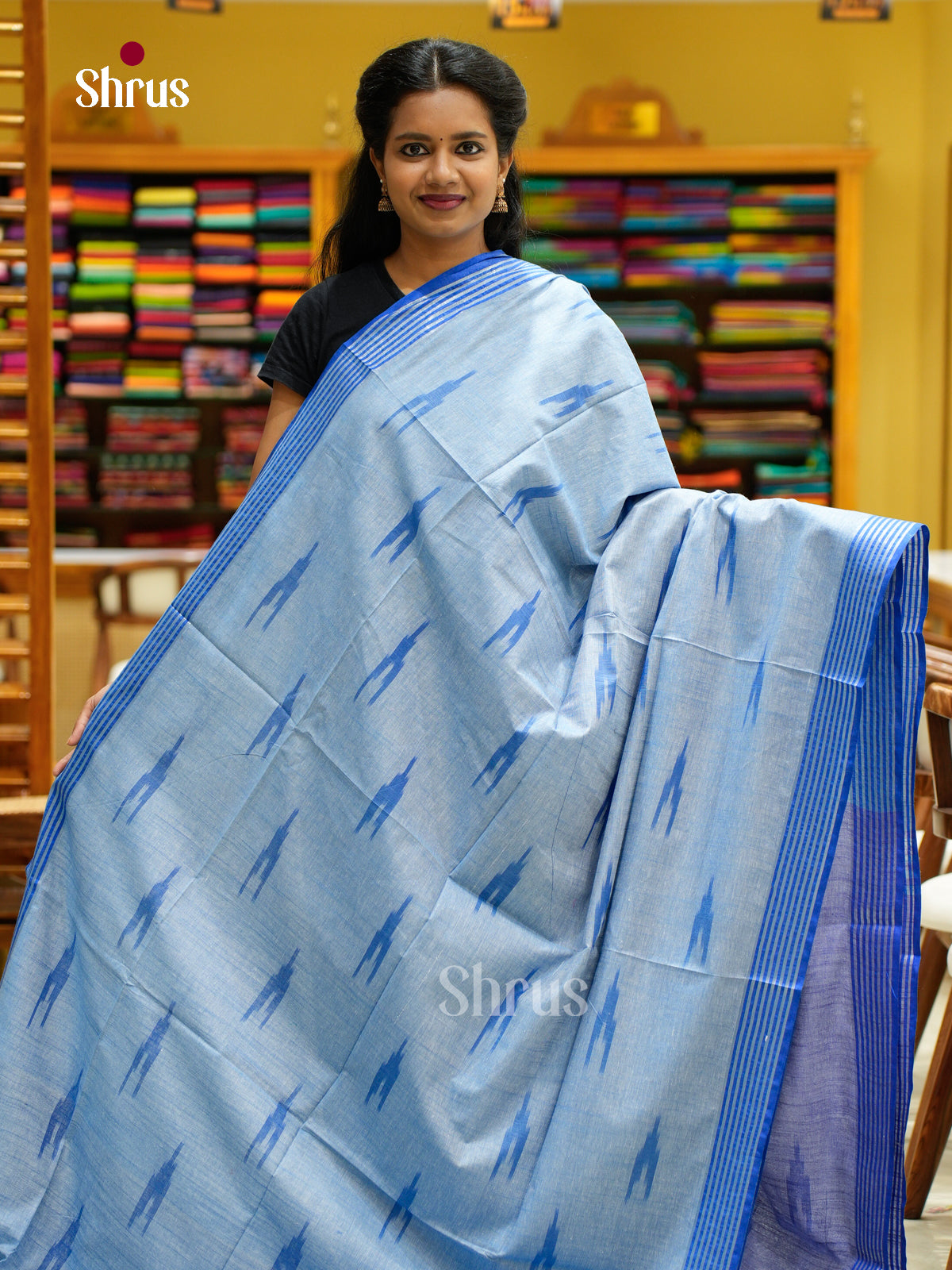 Semi Ikkat Saree - EFS03093 - Shop on Shrus.com