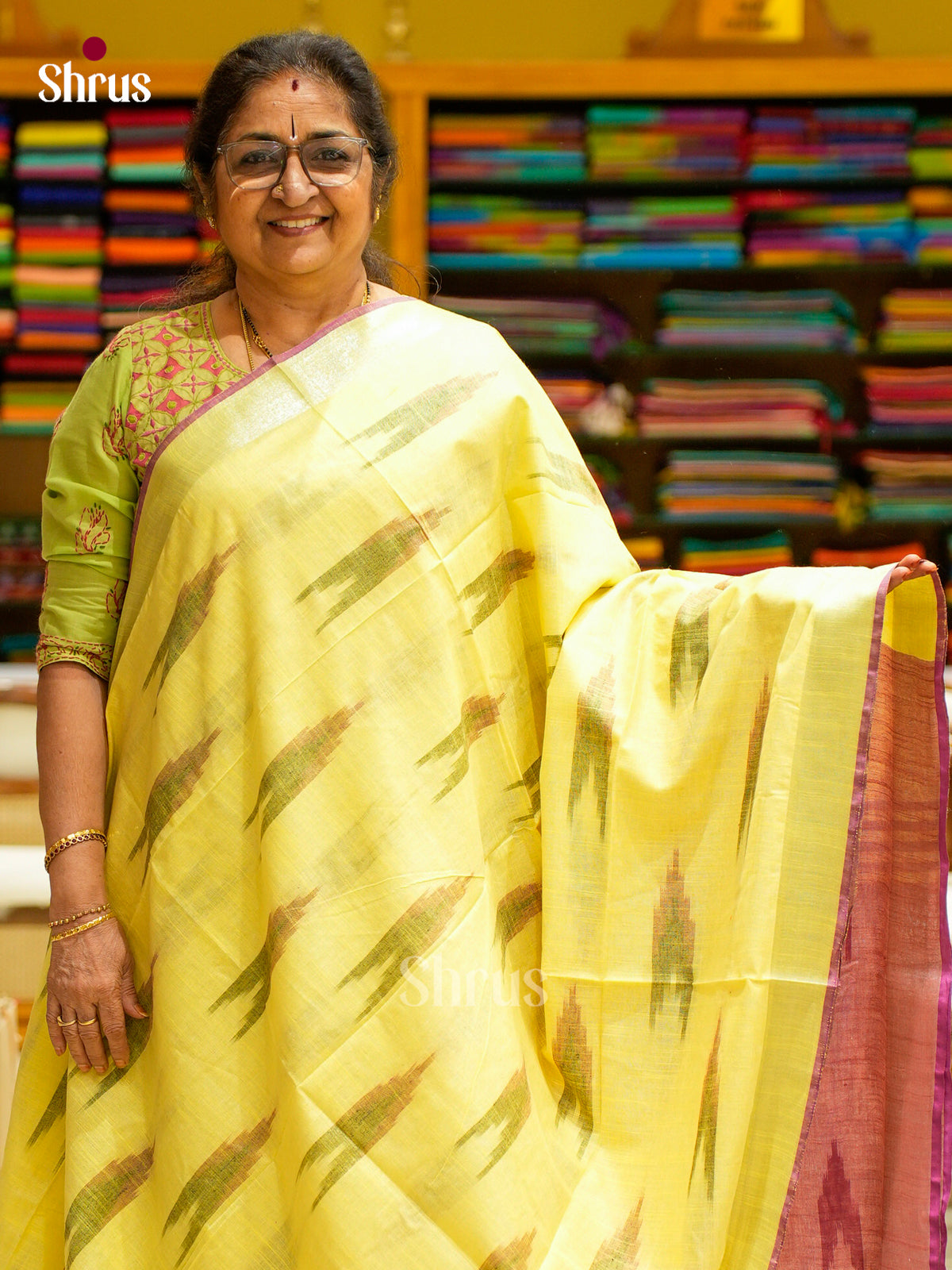 Semi Ikkat Saree - EFS03096 - Shop on Shrus.com