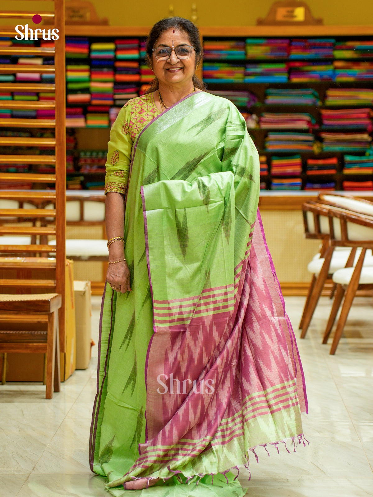 Semi Ikkat Saree - EFS03098 - Shop on Shrus.com
