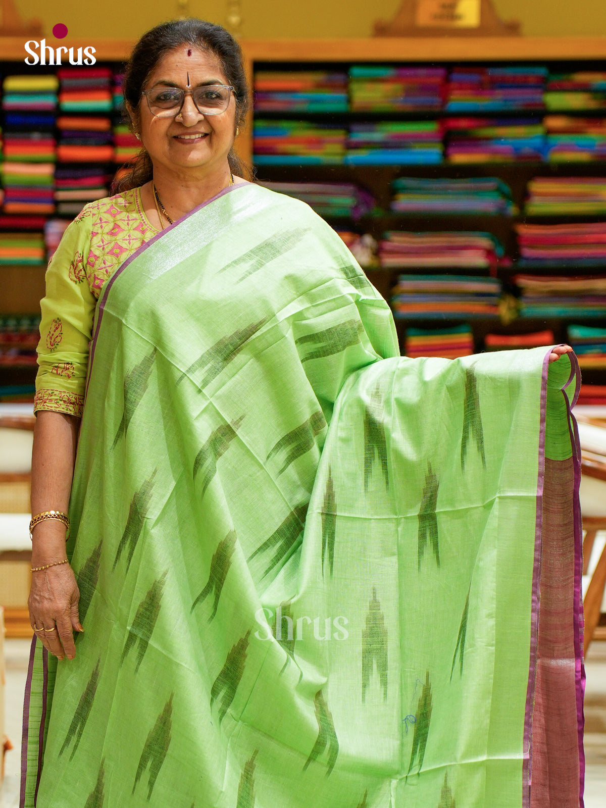 Semi Ikkat Saree - EFS03098 - Shop on Shrus.com